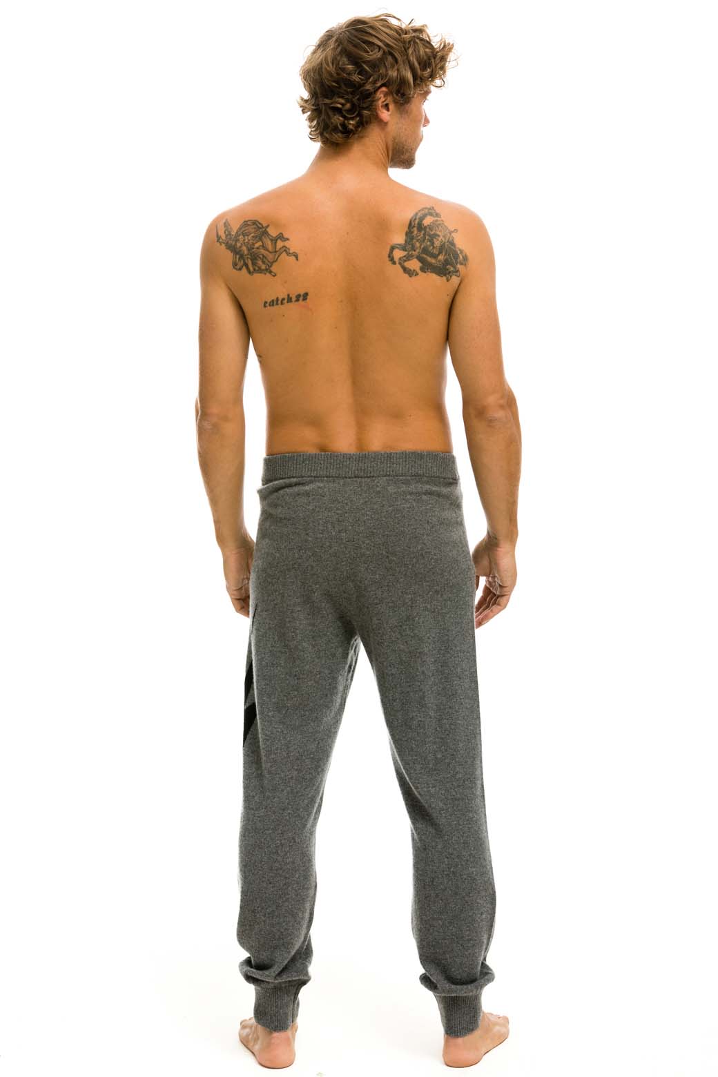 MEN'S BOLT CASHMERE LIGHT SWEATER PANT - DEEP HEATHER // BLACK BOLT - Image 4