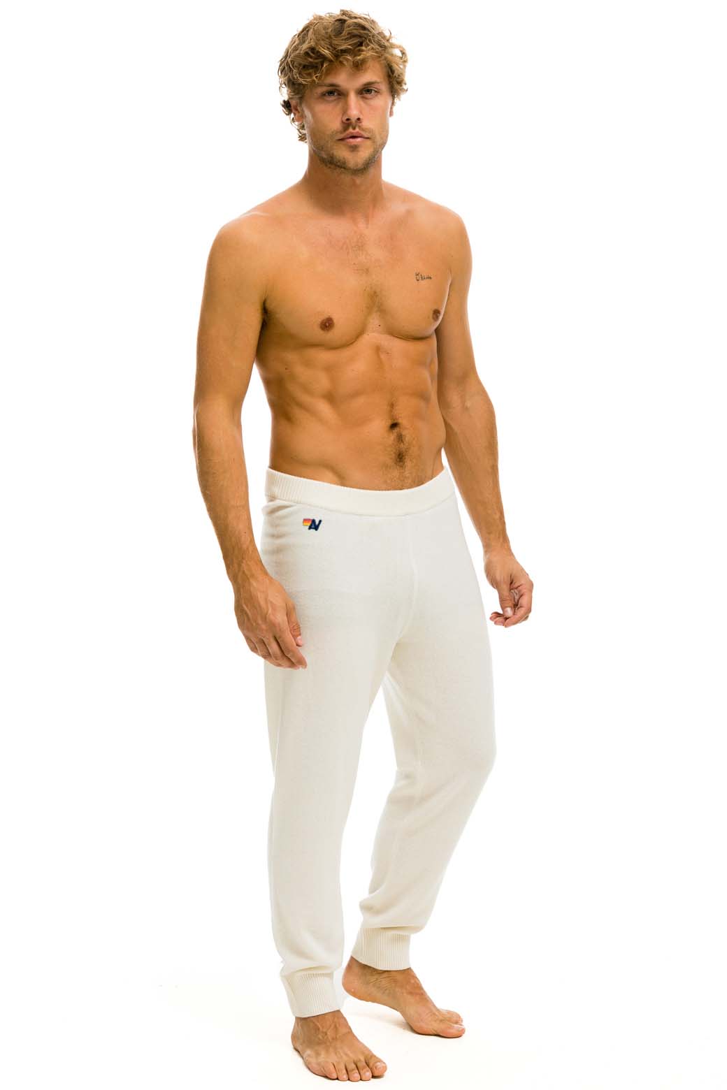 MEN'S BOLT CASHMERE LIGHT SWEATER PANT - VINTAGE WHITE // BLACK BOLT - Image 2