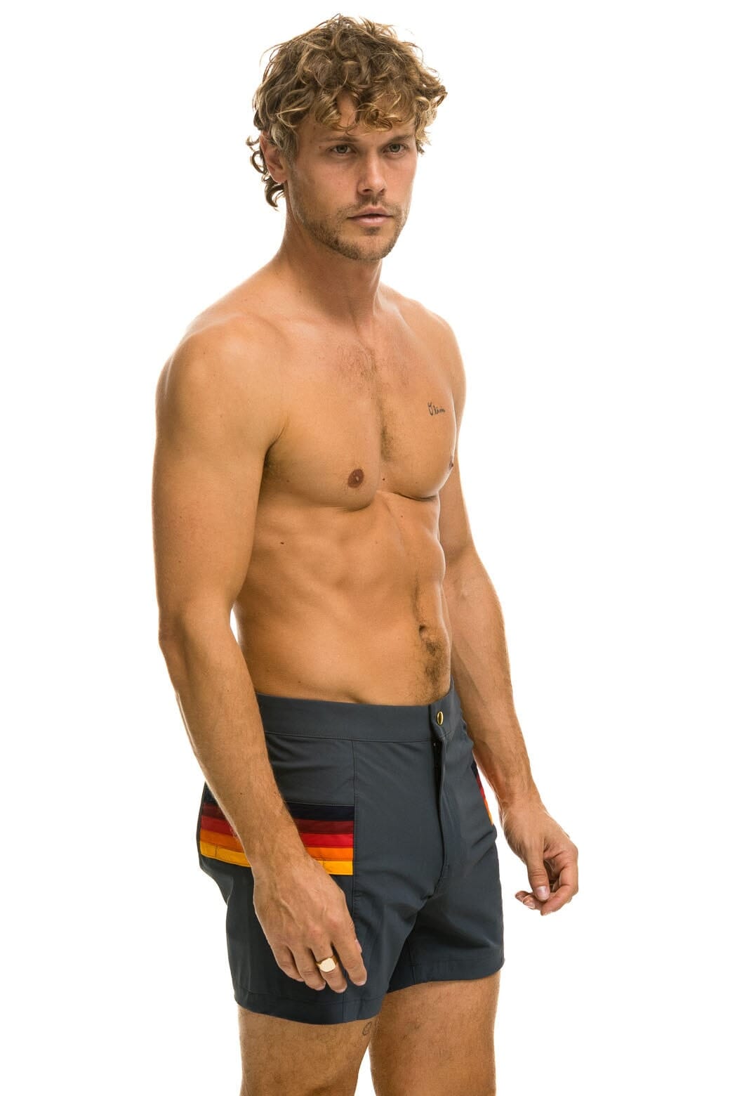 MEN'S HORIZONTAL 5 STRIPE FLEX SHORTS - TITANIUM - Image 3