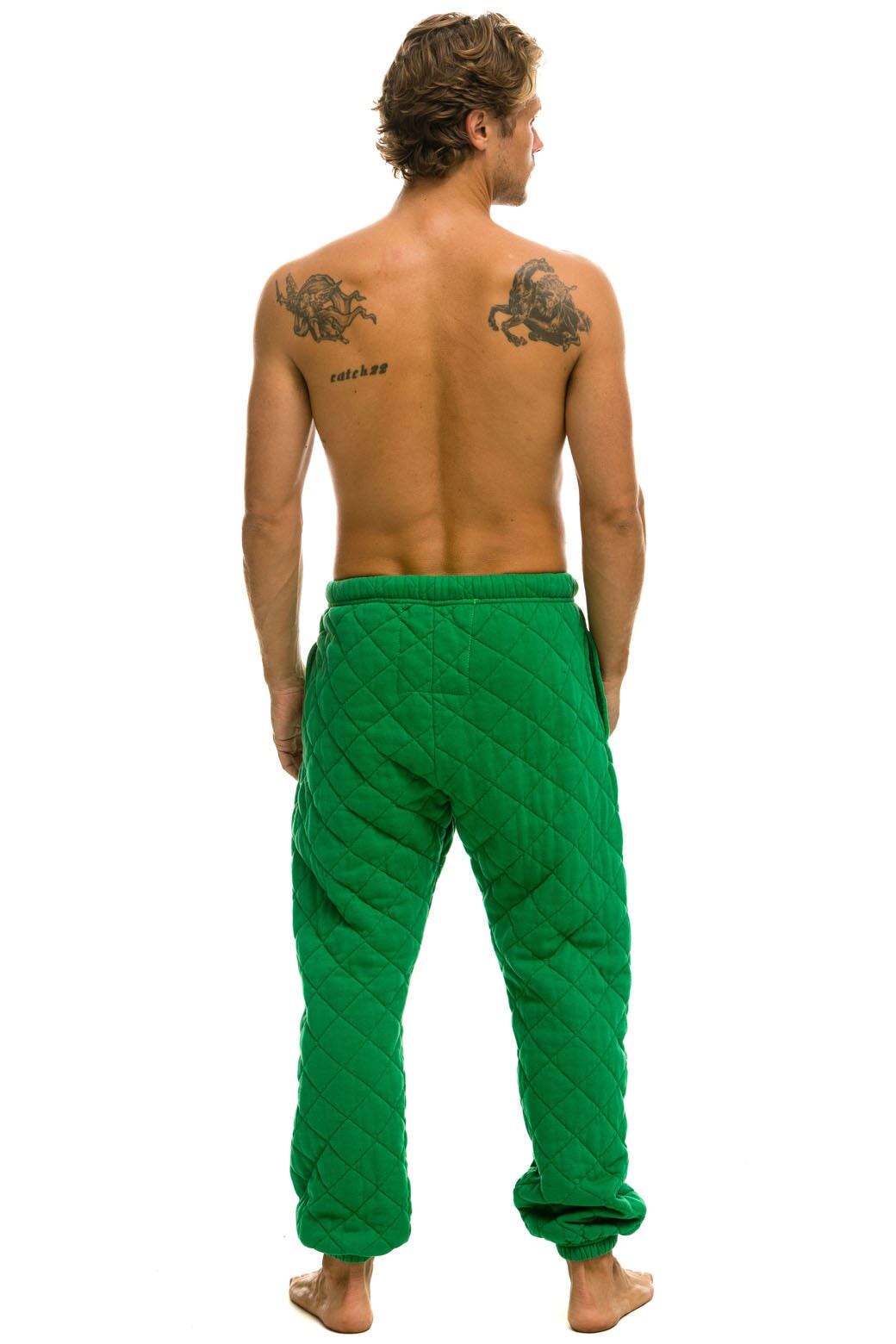 QUILTED SWEATPANTS - KELLY GREEN - Image 4