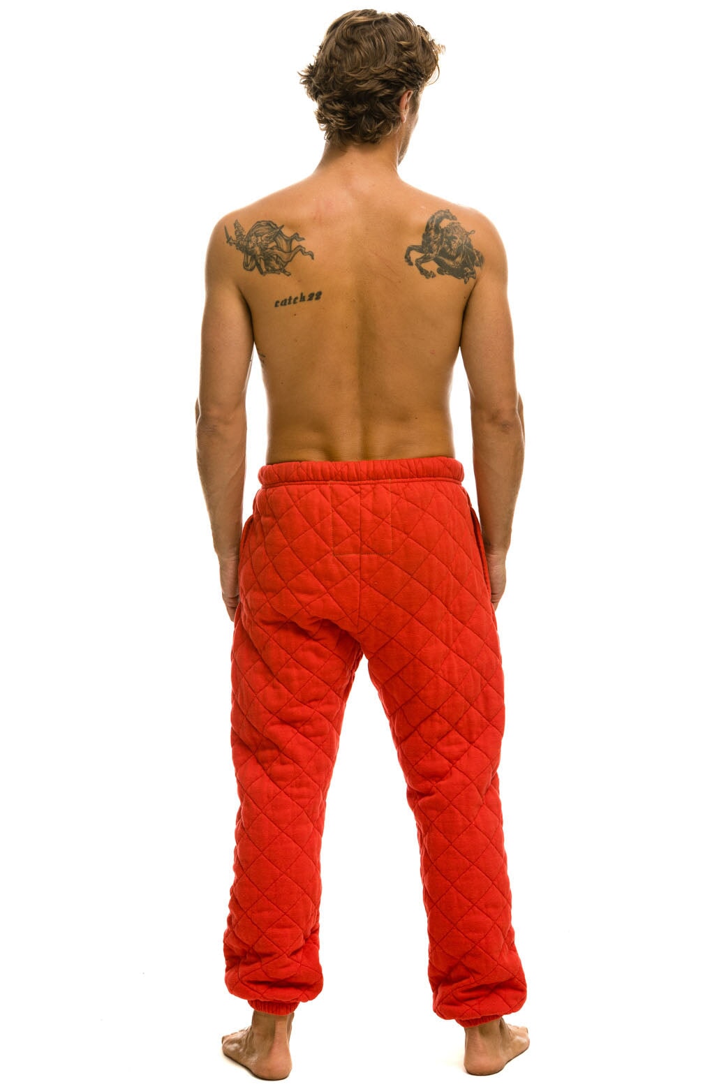 QUILTED SWEATPANTS - RED - Image 4