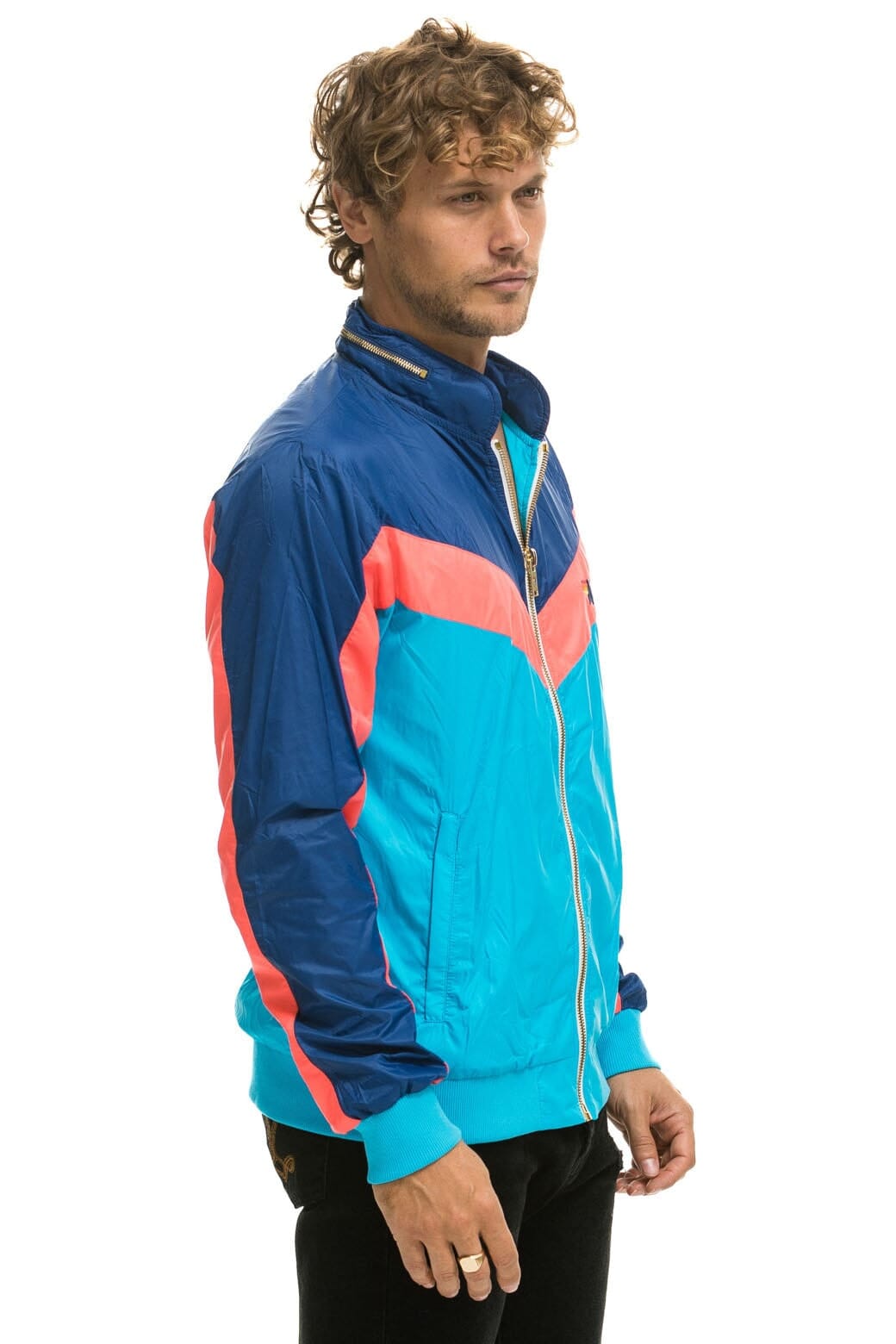 MEN'S WINDBREAKER JACKET- NEON BLUE - Image 2