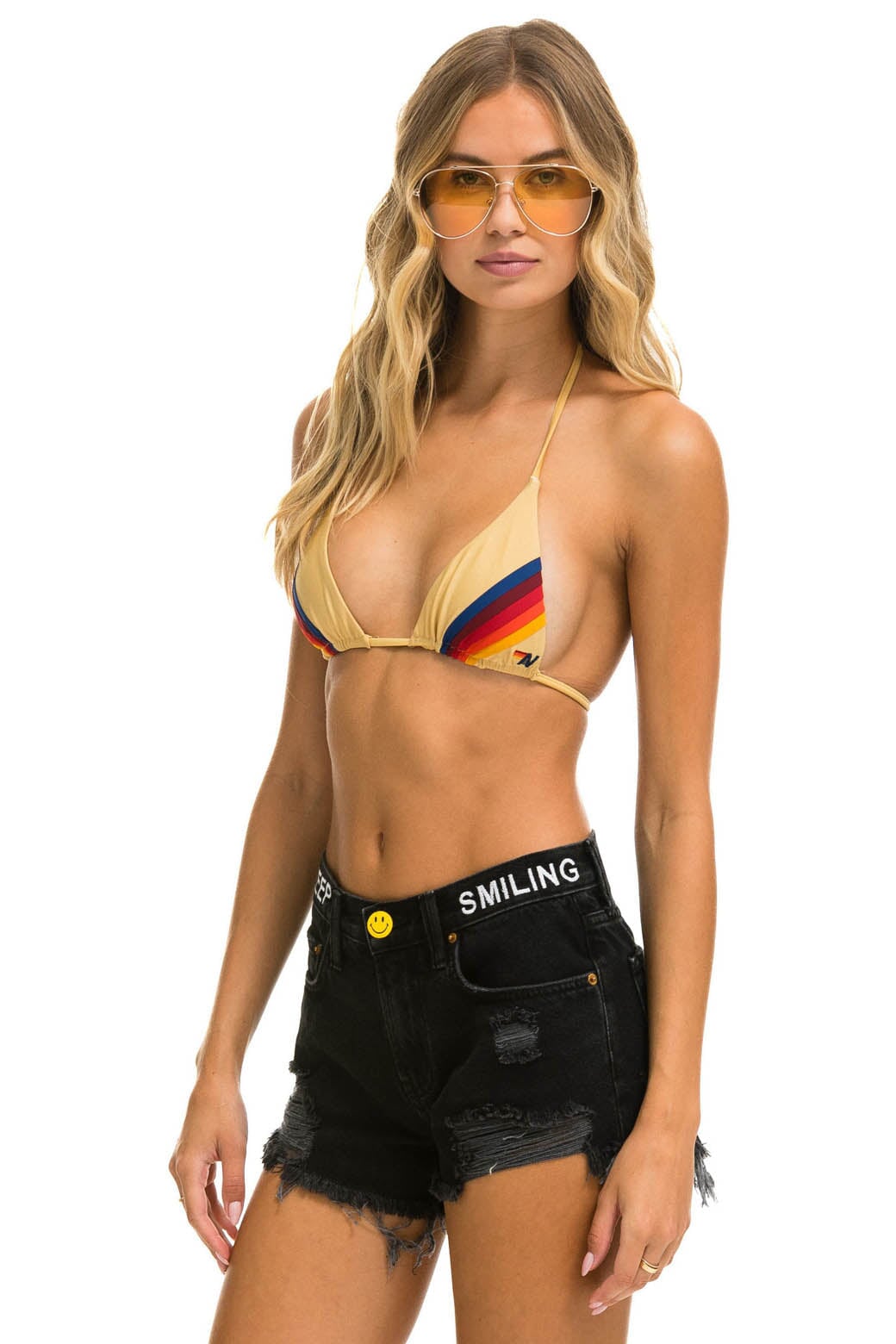 MID RISE BOYFRIEND CUTOFF KEEP SMILING JEAN SHORTS - VINTAGE BLACK - Image 3