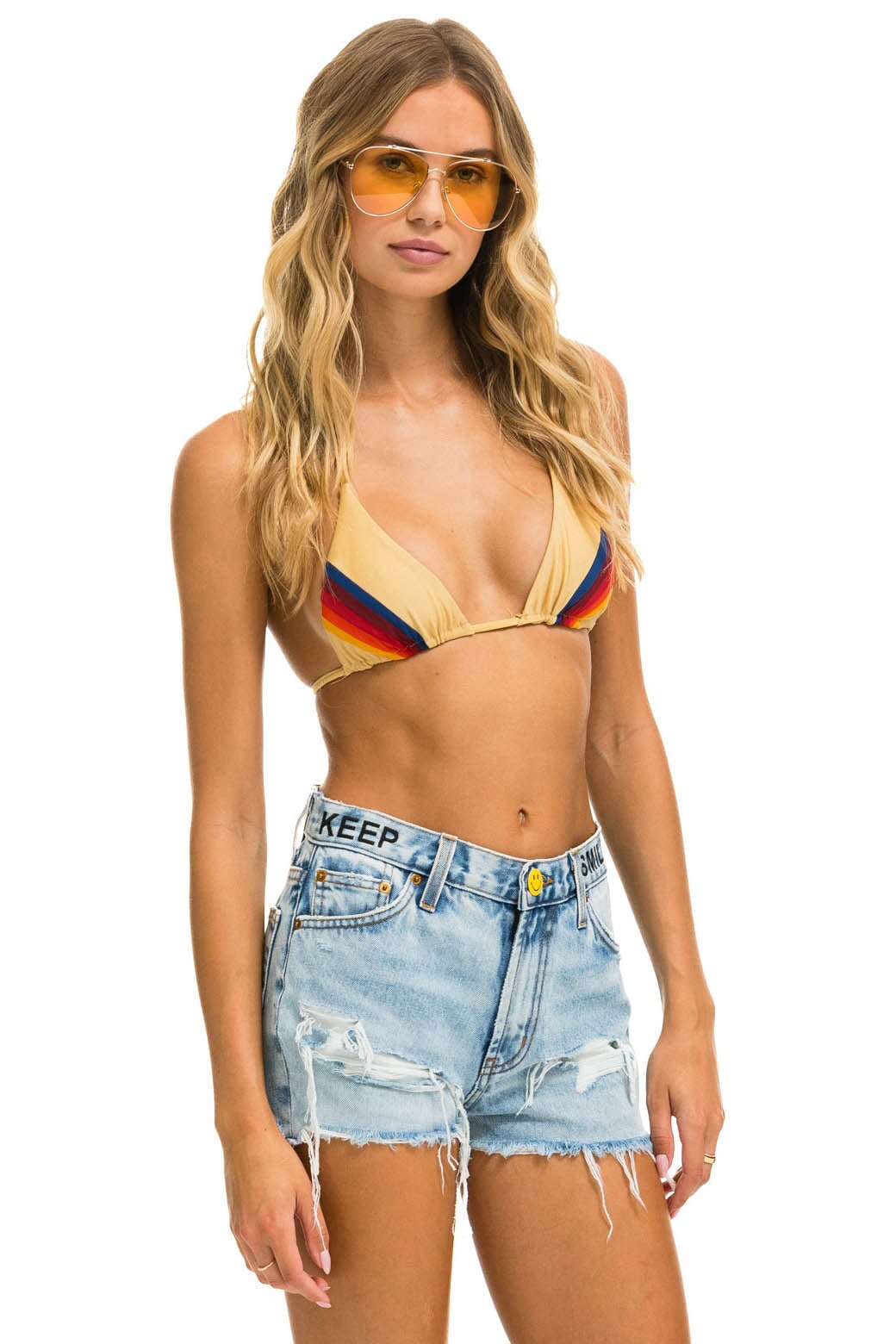 MID RISE ROCKER COWGIRL CUTOFF KEEP SMILING JEAN SHORTS - SUPER LIGHT - Image 4