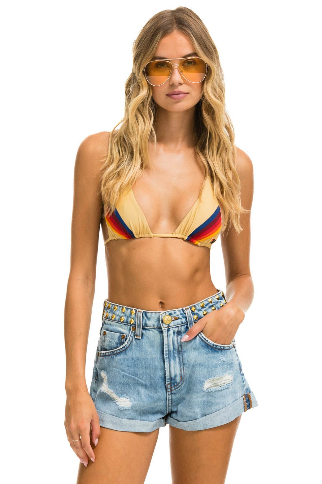 MID RISE STUDDED ROCKER BOLT WOMENS JEAN SHORT - SUPER LIGHT - Image 2