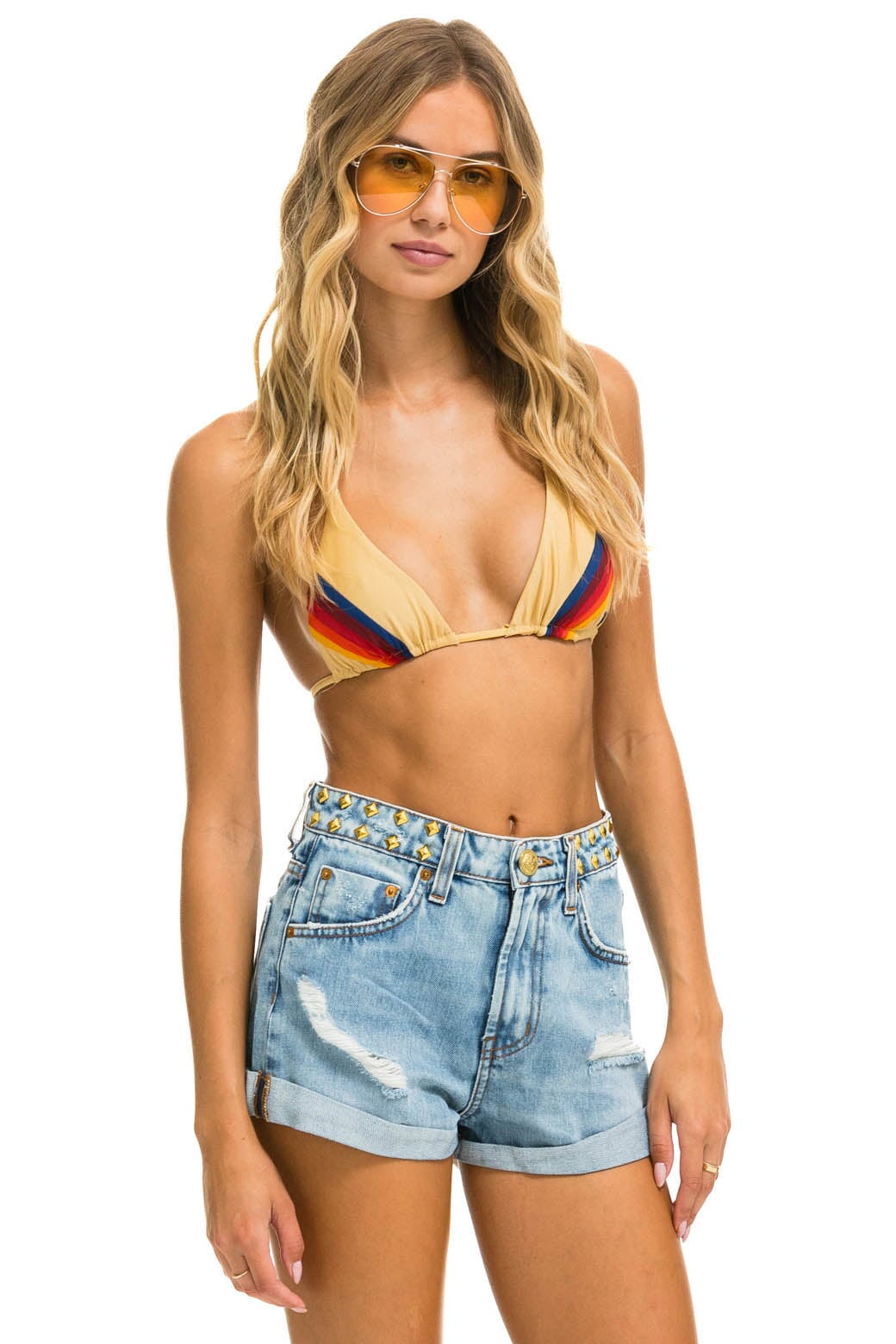 MID RISE STUDDED ROCKER BOLT WOMENS JEAN SHORT - SUPER LIGHT - Image 3