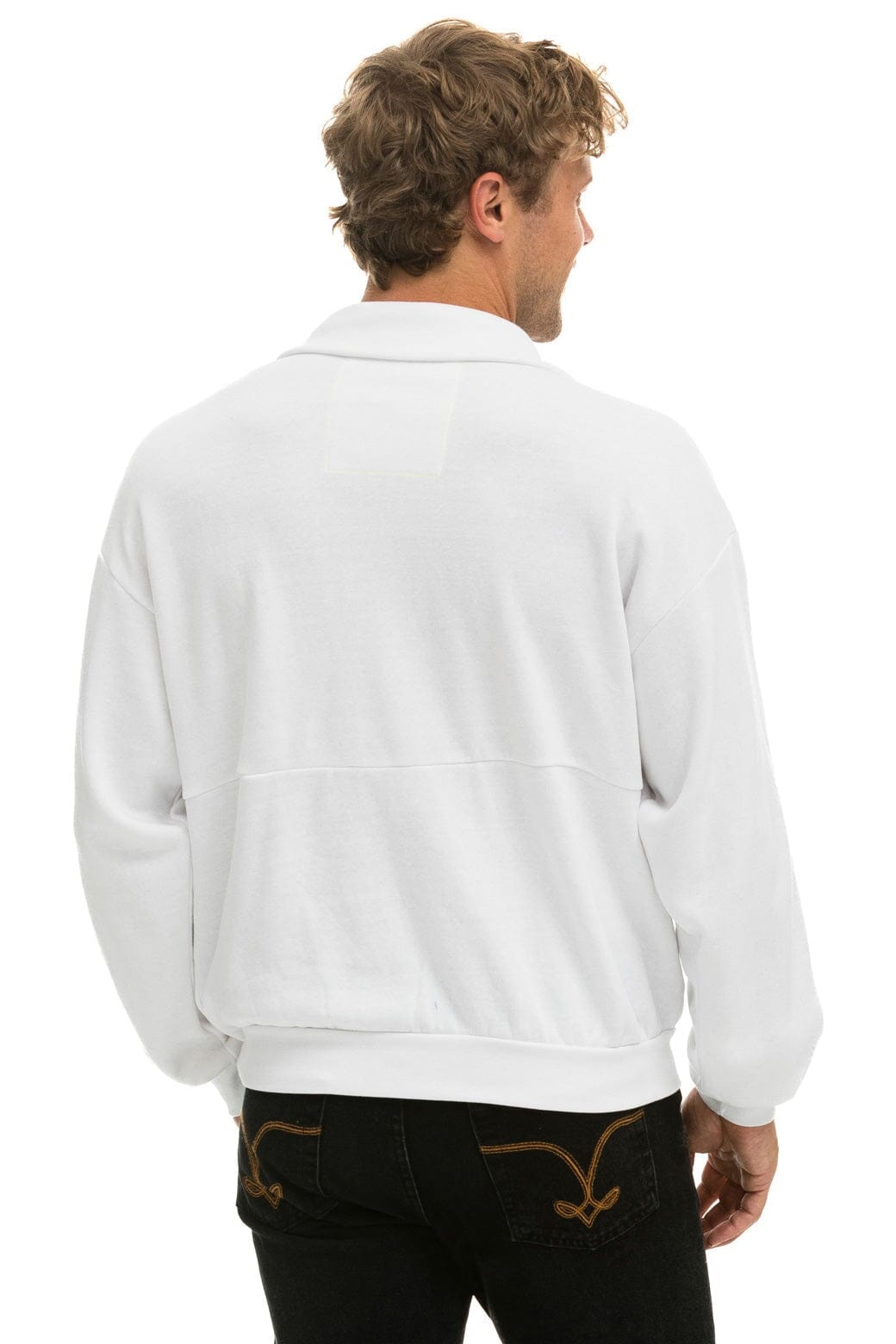 MOUNTAIN EMBROIDERY HALF ZIP SWEATSHIRT - WHITE - Image 6