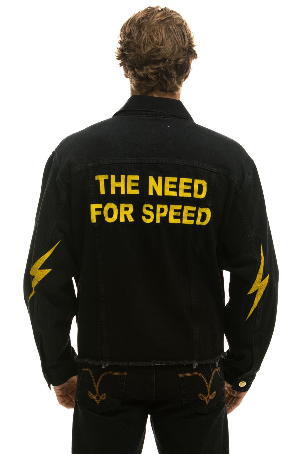 NEED FOR SPEED OVERSIZED CROP DENIM JACKET - VINTAGE BLACK - Image 2