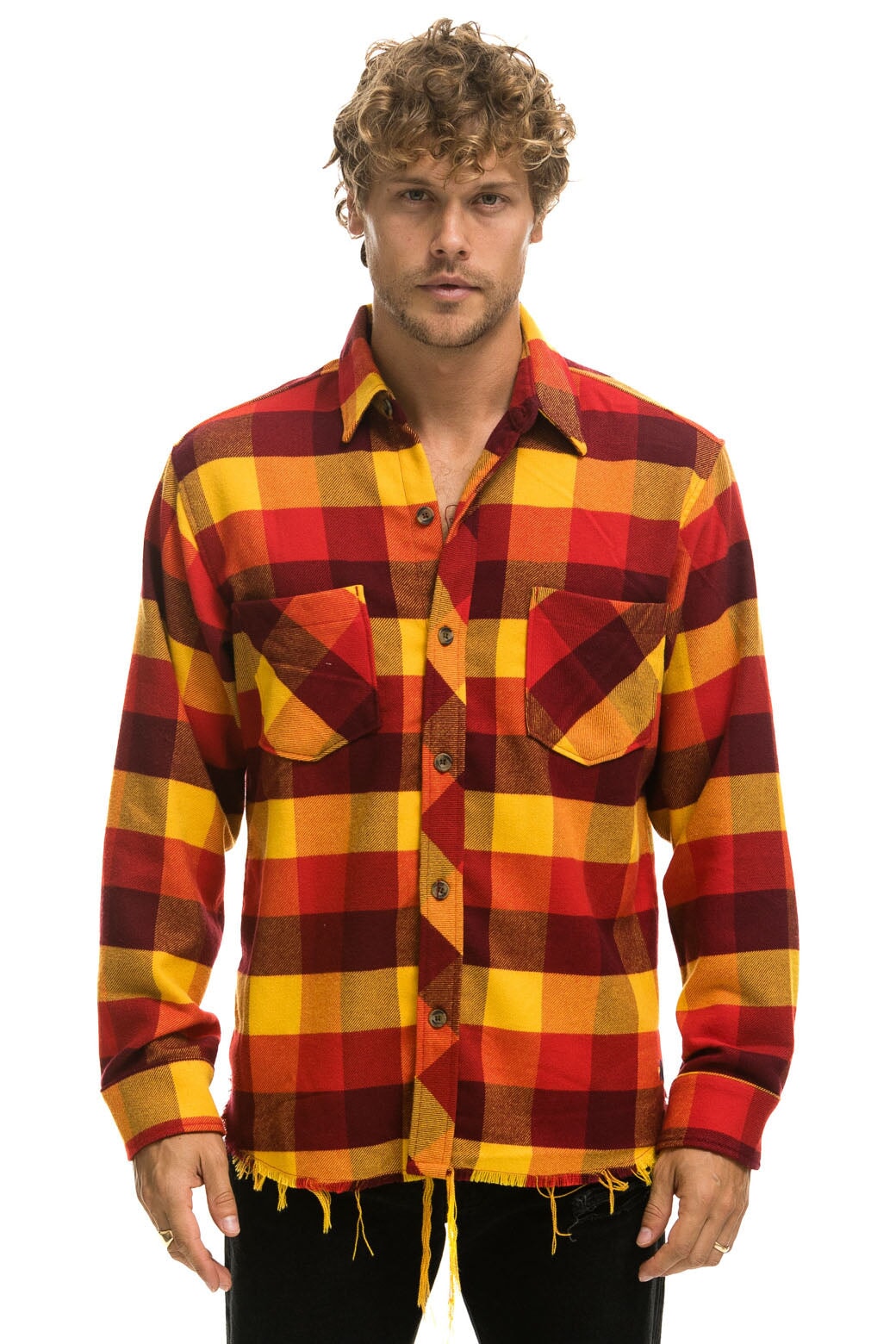 PLAID FLANNEL LIGHT WEIGHT UNISEX WESTERN SHIRT - SURFY PLAID - Image 2