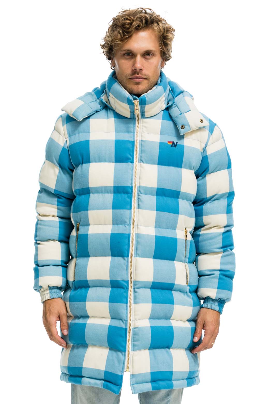 PLAID UNISEX LONG TREKKER JACKET - SKY PLAID - Image 2