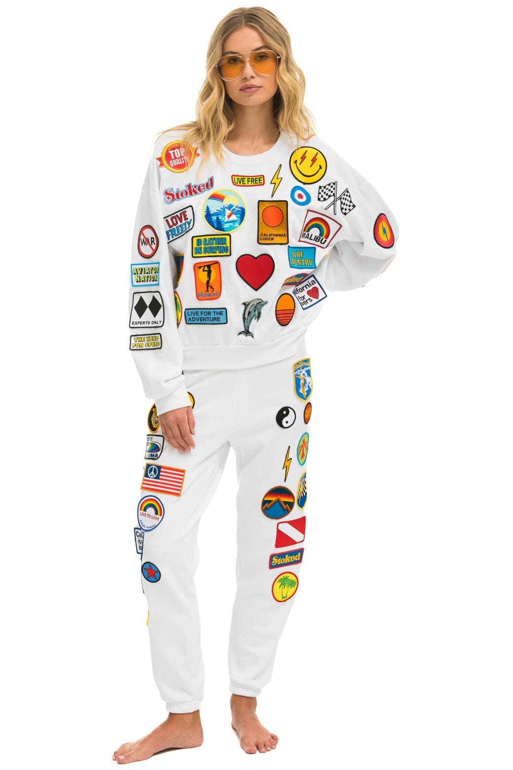 VINTAGE PATCH RELAXED CREW SWEATSHIRT - WHITE - Image 8