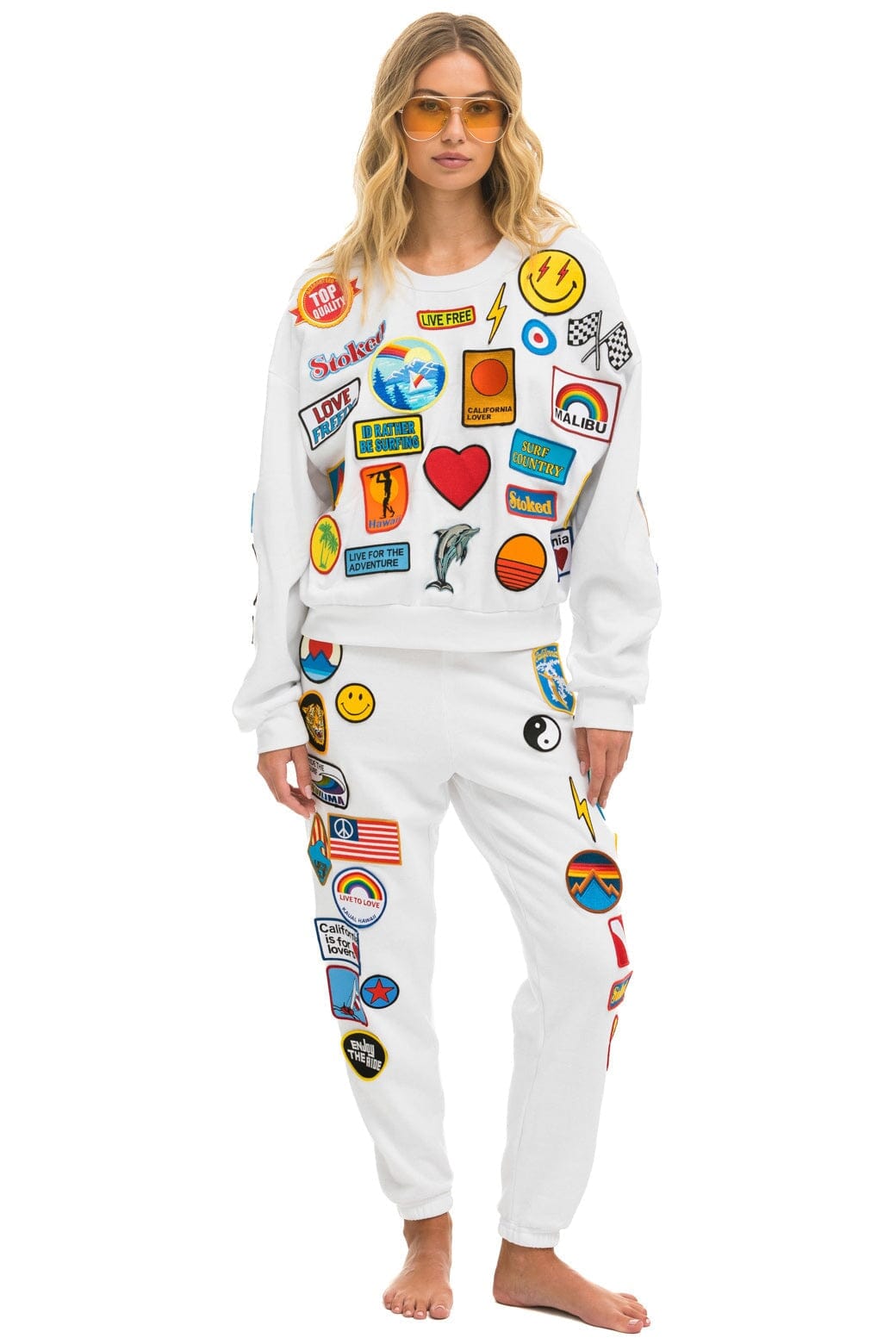 VINTAGE PATCH RELAXED CREW SWEATSHIRT - WHITE - Image 7