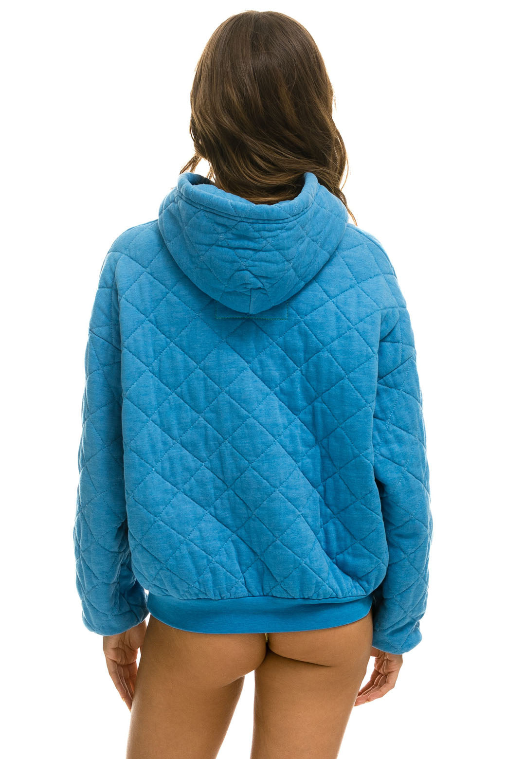 QUILTED RELAXED PULLOVER HOODIE - OCEAN - Image 5