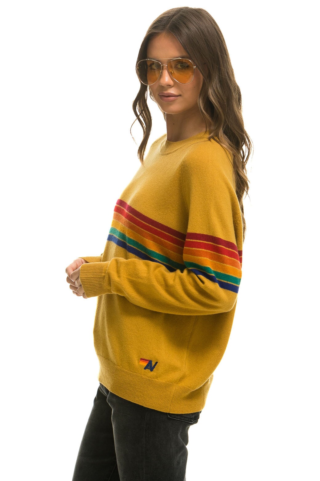 RAINBOW STRIPE 6 UNISEX LIGHT CASHMERE SWEATER - HARVEST - Image 5