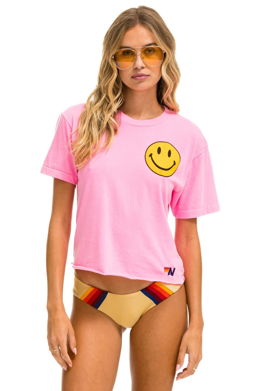 SMILEY 2 BOYFRIEND TEE - NEON PINK