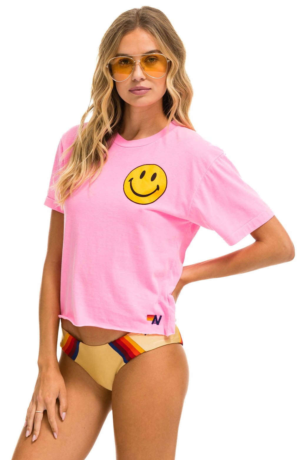 SMILEY 2 BOYFRIEND TEE - NEON PINK - Image 2