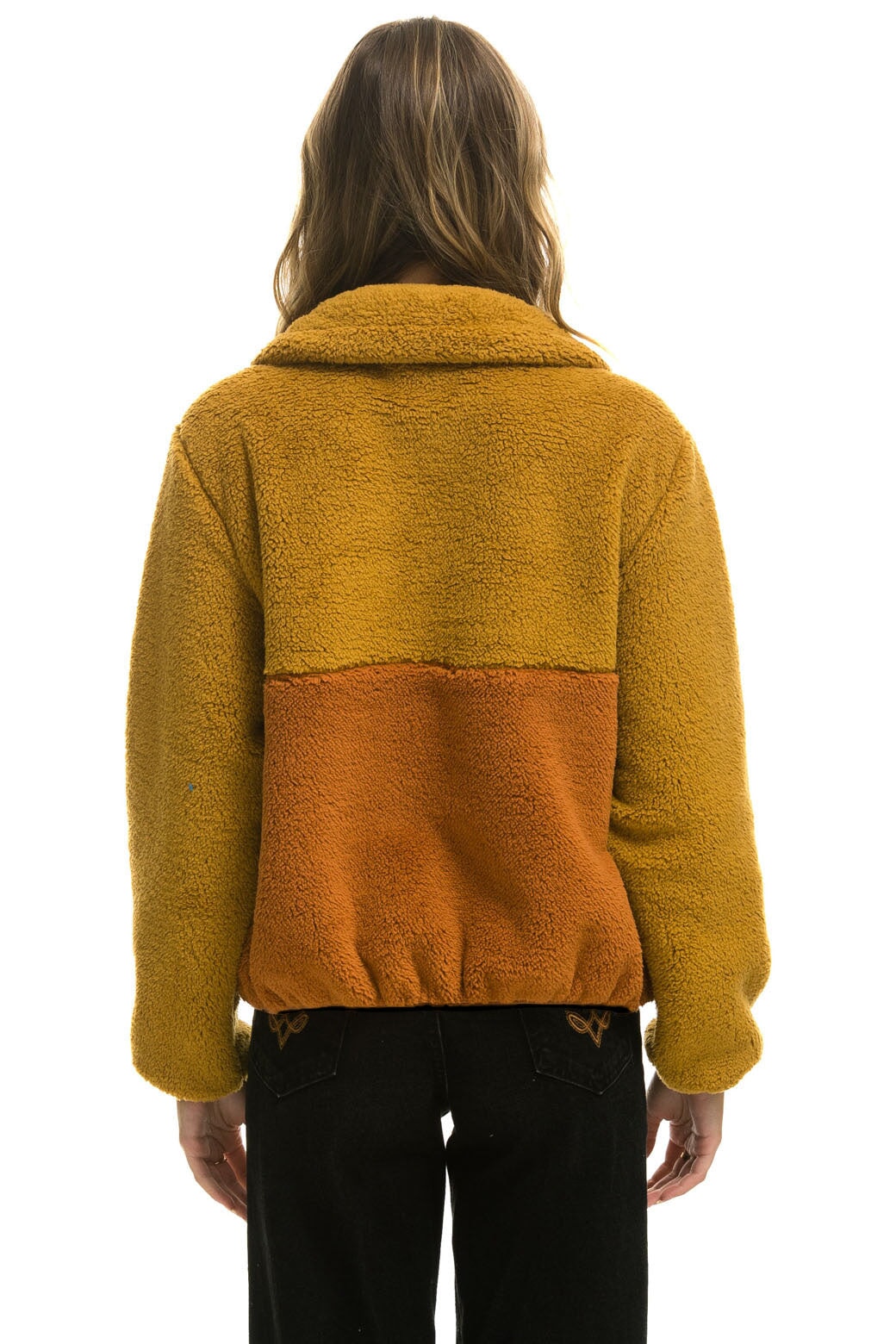 TEDDY APRES HALF ZIP COLOR BLOCK JACKET - HONEY - Image 2