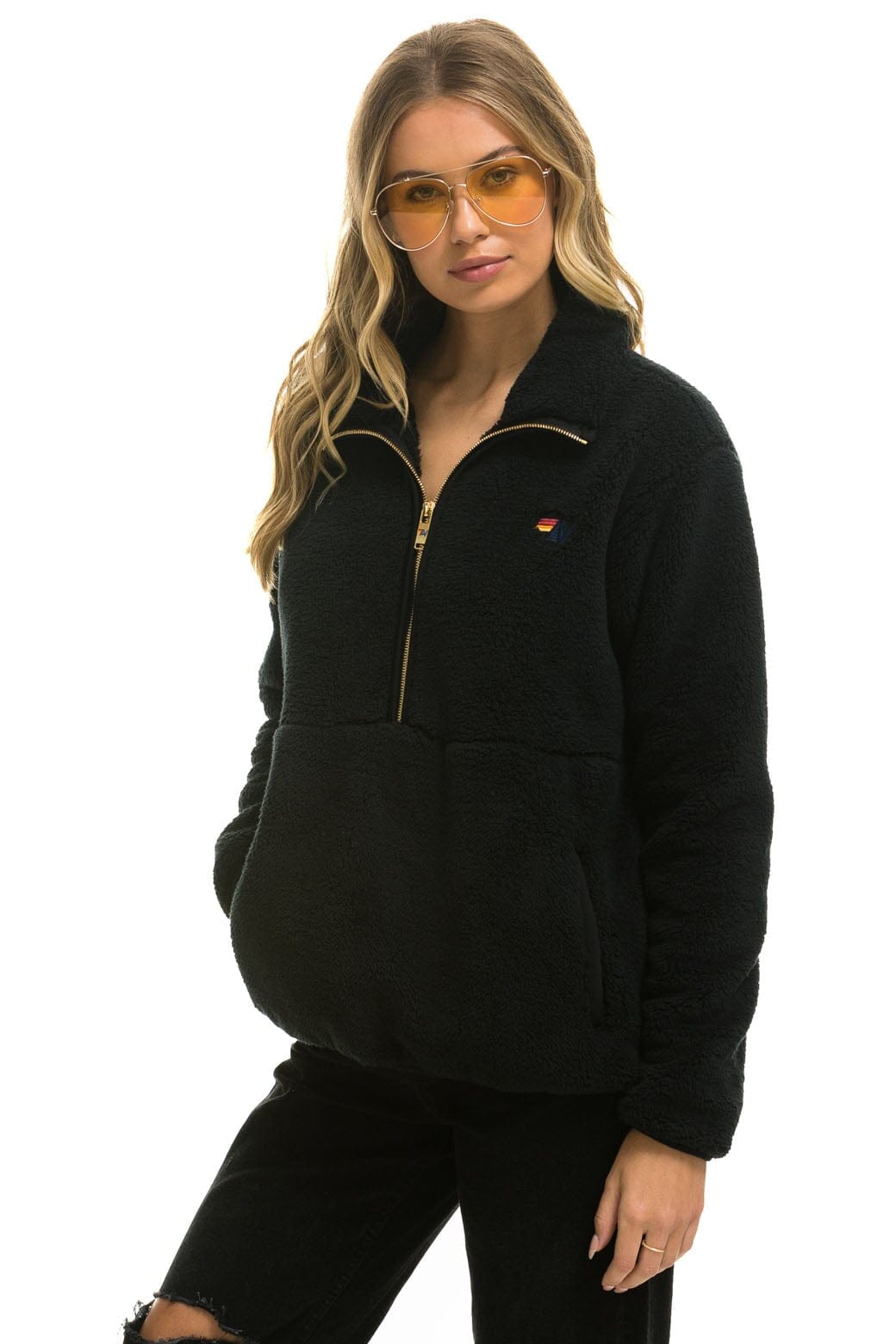 TEDDY UNISEX HALF ZIP JACKET - BLACK - Image 3