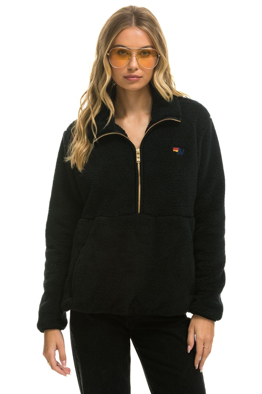 TEDDY UNISEX HALF ZIP JACKET - BLACK - Image 9