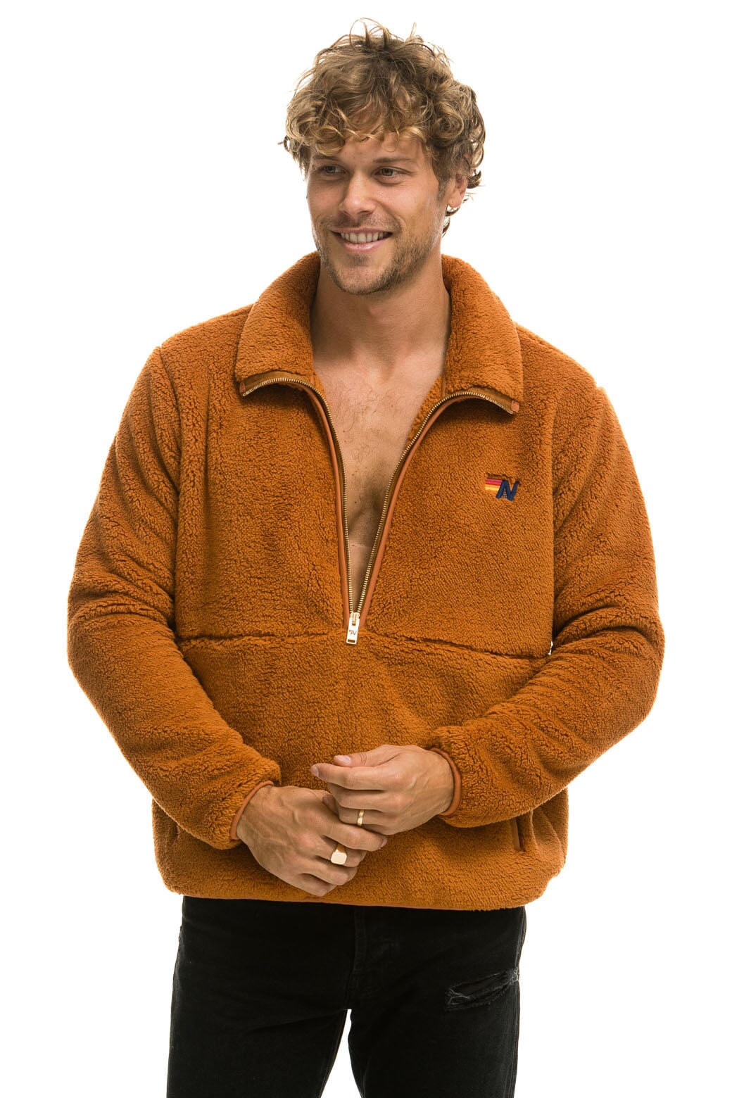 TEDDY UNISEX HALF ZIP JACKET - WHISKEY - Image 8