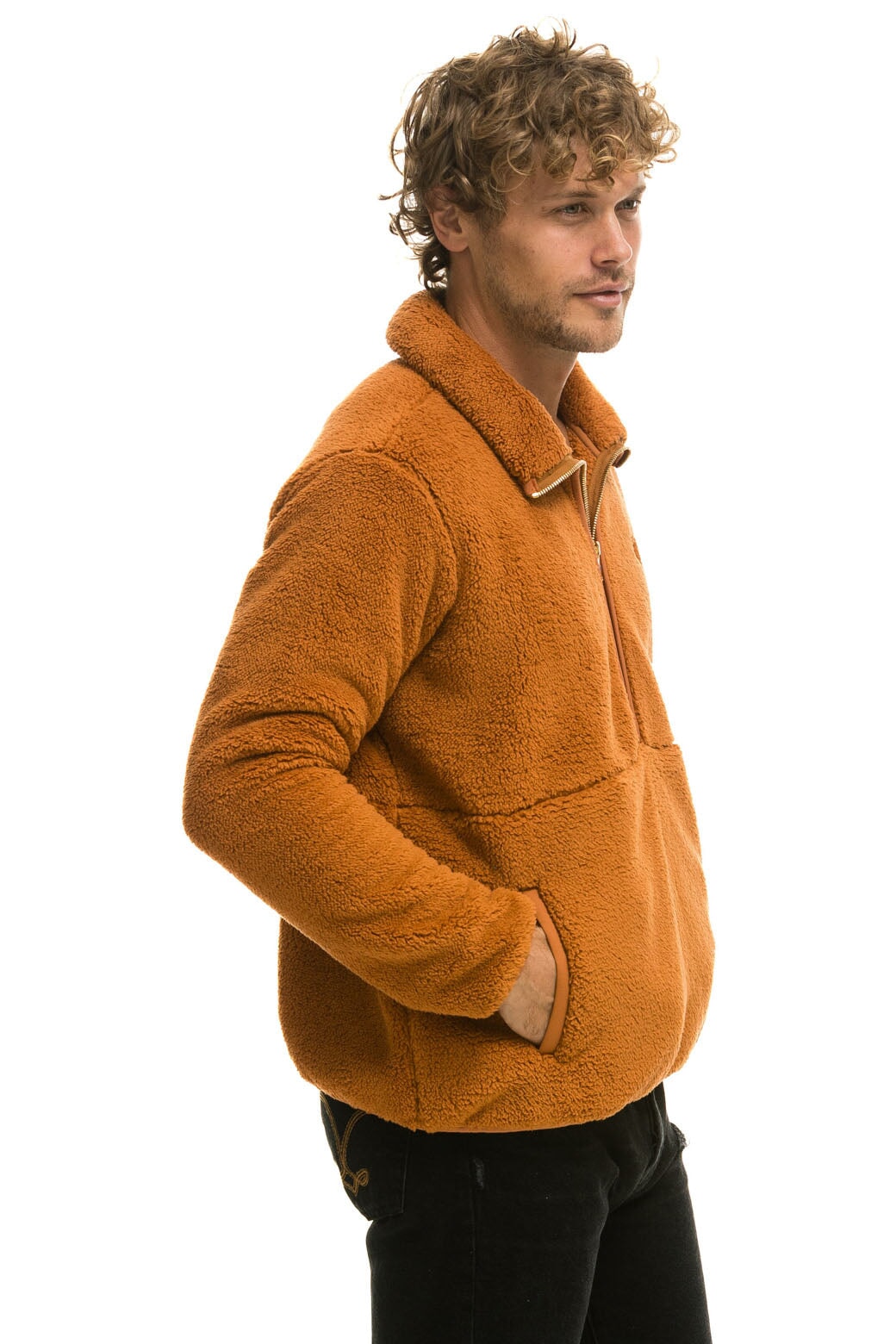 TEDDY UNISEX HALF ZIP JACKET - WHISKEY - Image 6