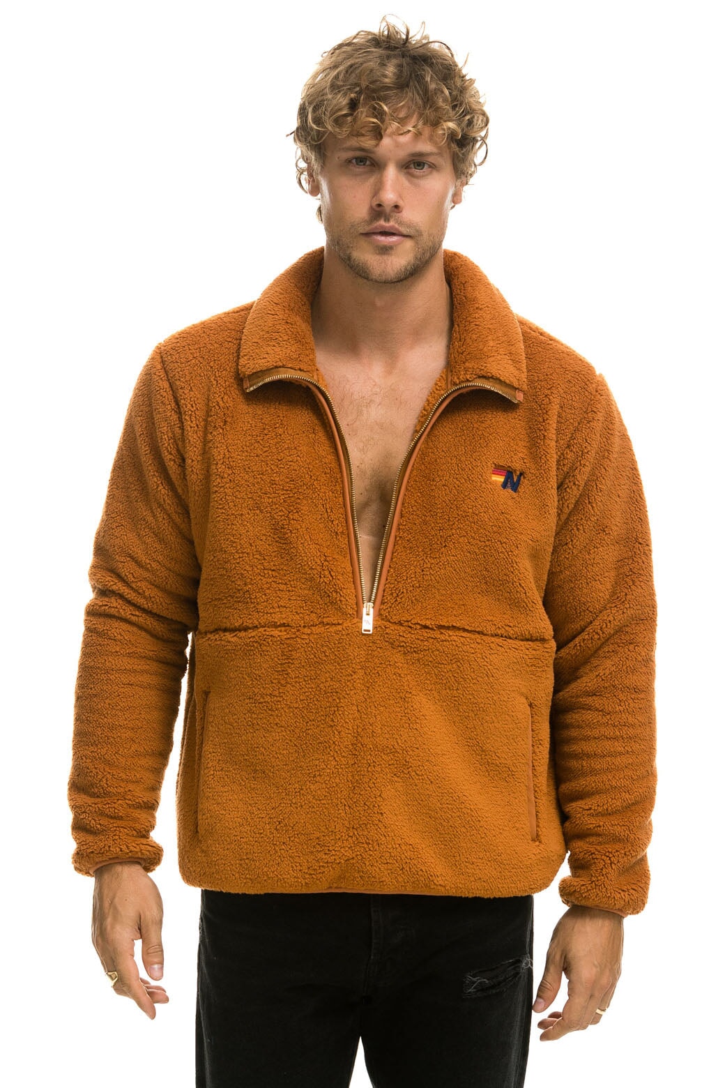 TEDDY UNISEX HALF ZIP JACKET - WHISKEY - Image 2