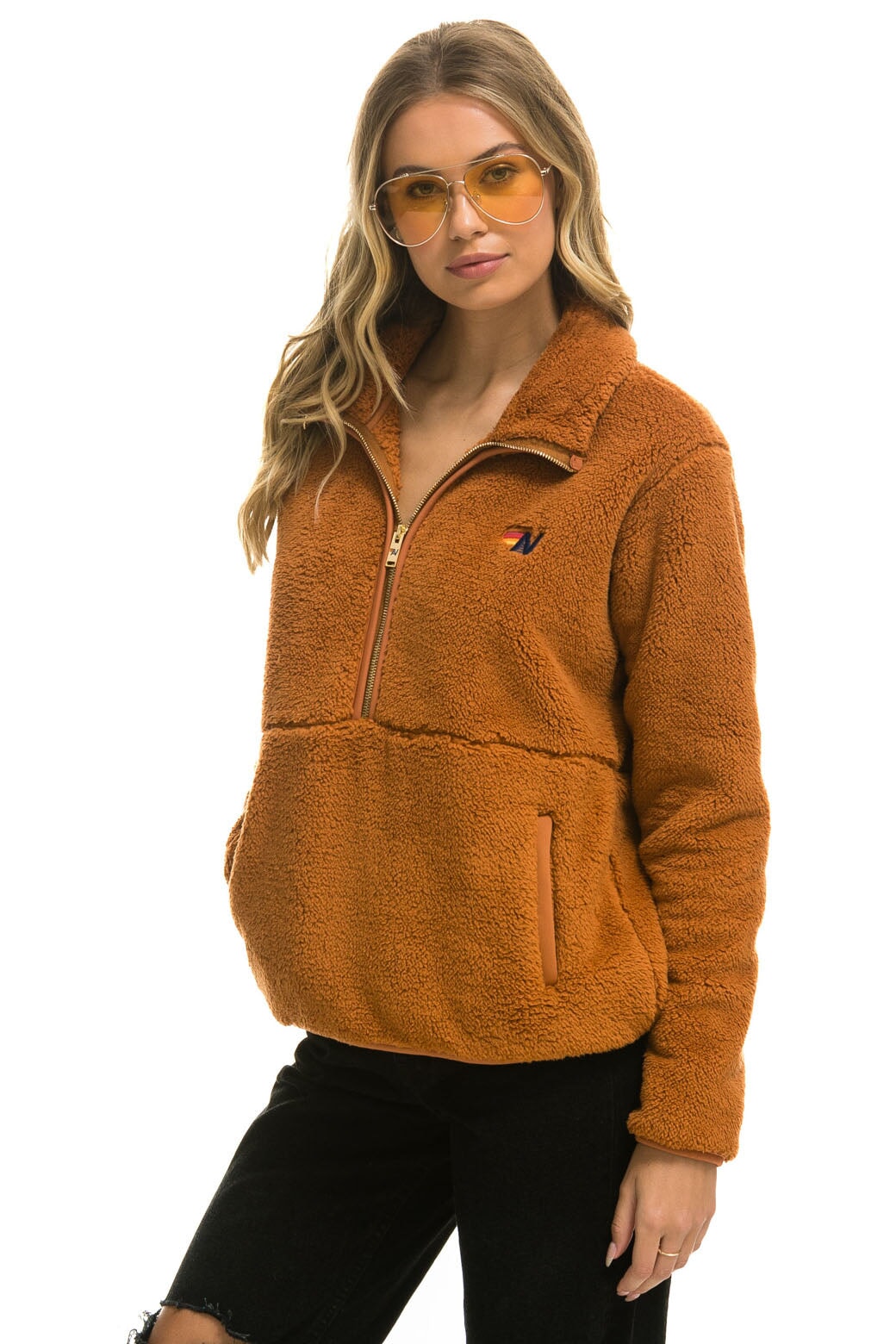 TEDDY UNISEX HALF ZIP JACKET - WHISKEY - Image 3