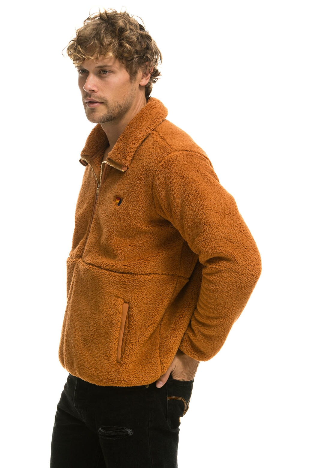 TEDDY UNISEX HALF ZIP JACKET - WHISKEY - Image 4
