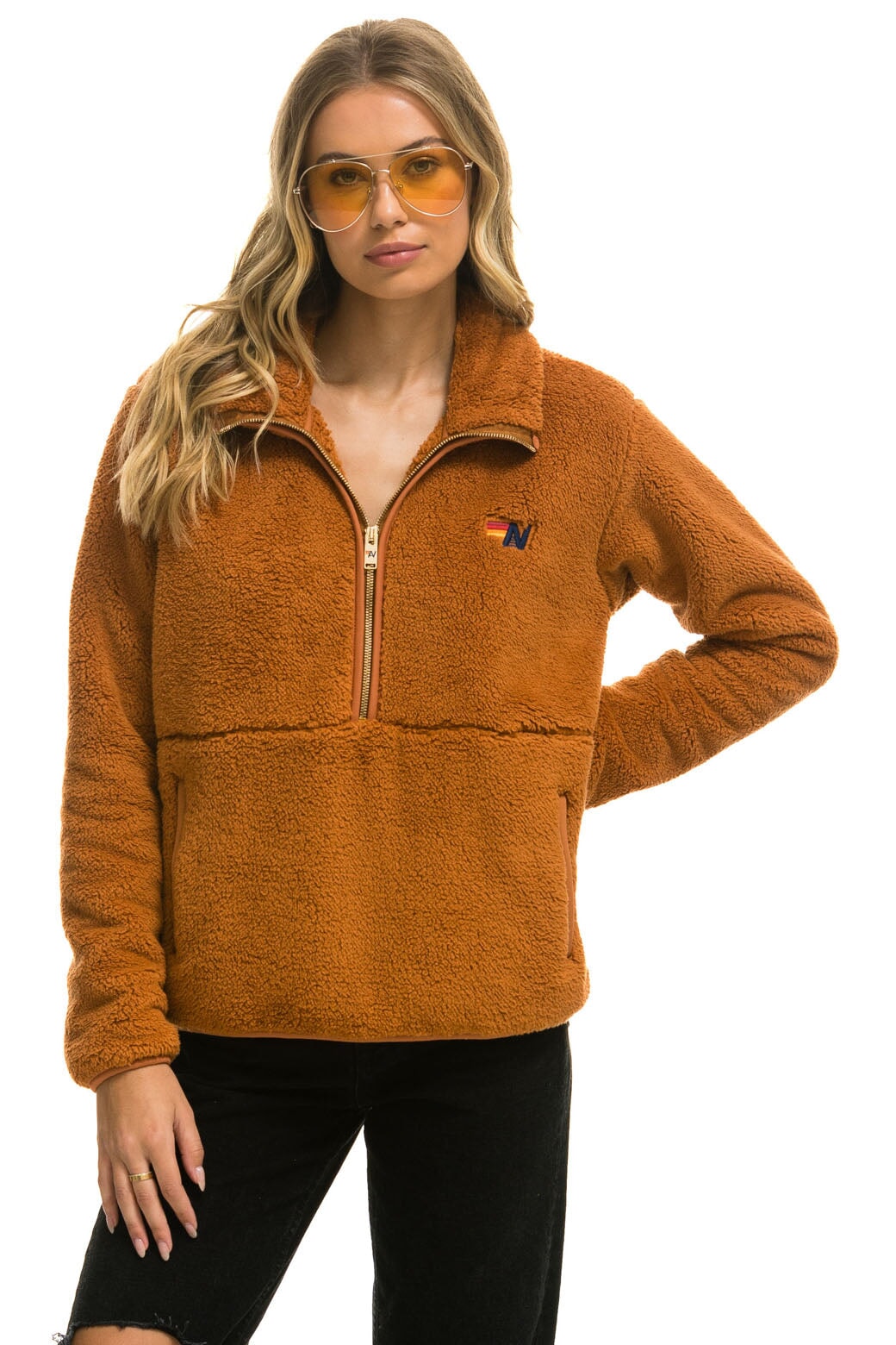 TEDDY UNISEX HALF ZIP JACKET - WHISKEY - Image 5
