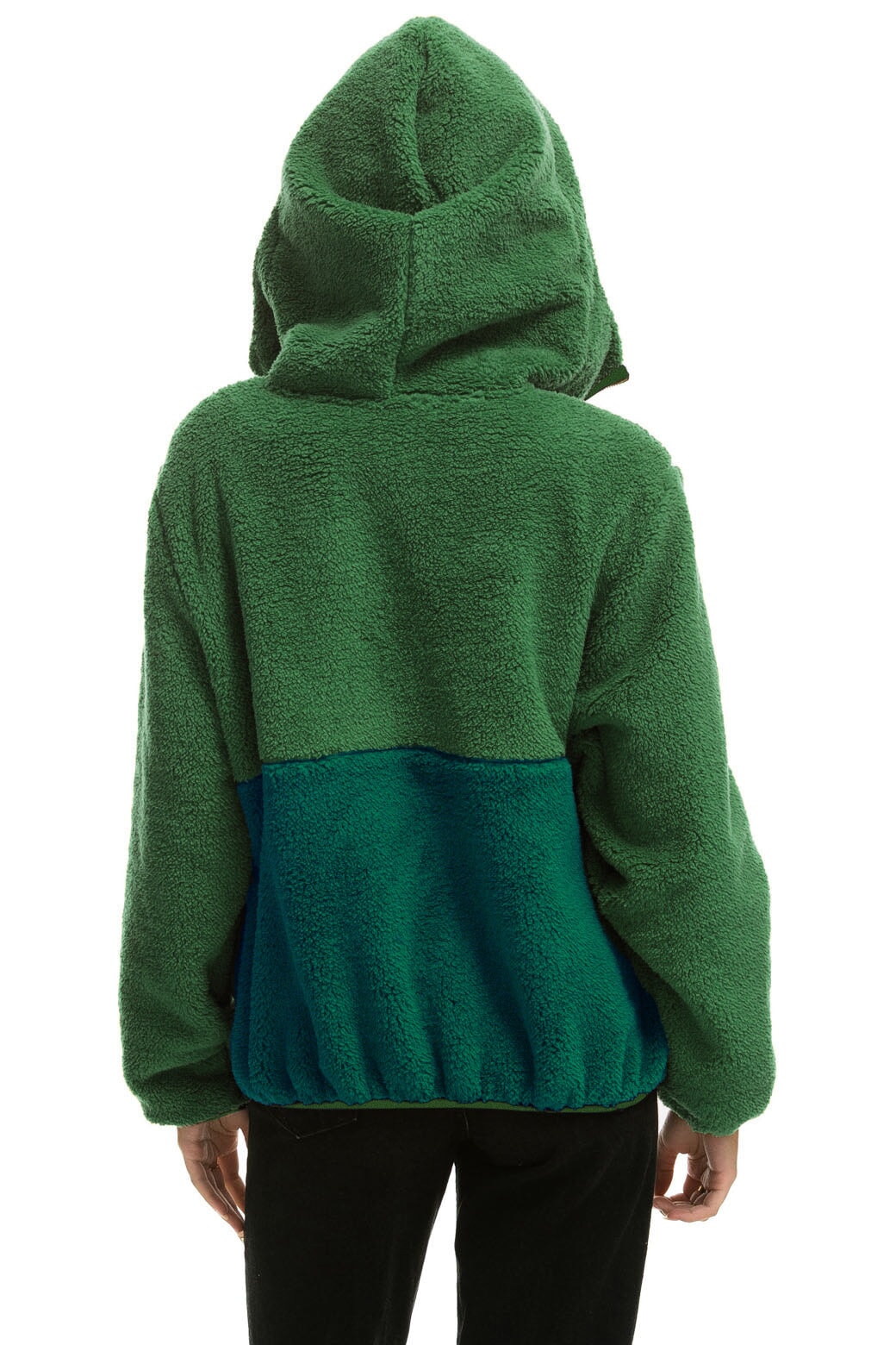 TEDDY UNISEX HOODED HALF ZIP COLOR BLOCK JACKET - GARDEN GREEN - Image 2
