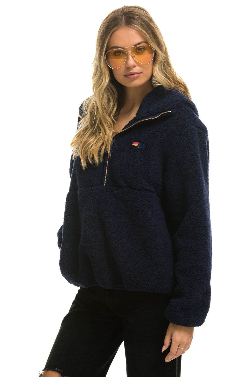 TEDDY UNISEX HOODED HALF ZIP JACKET - NAVY - Image 3