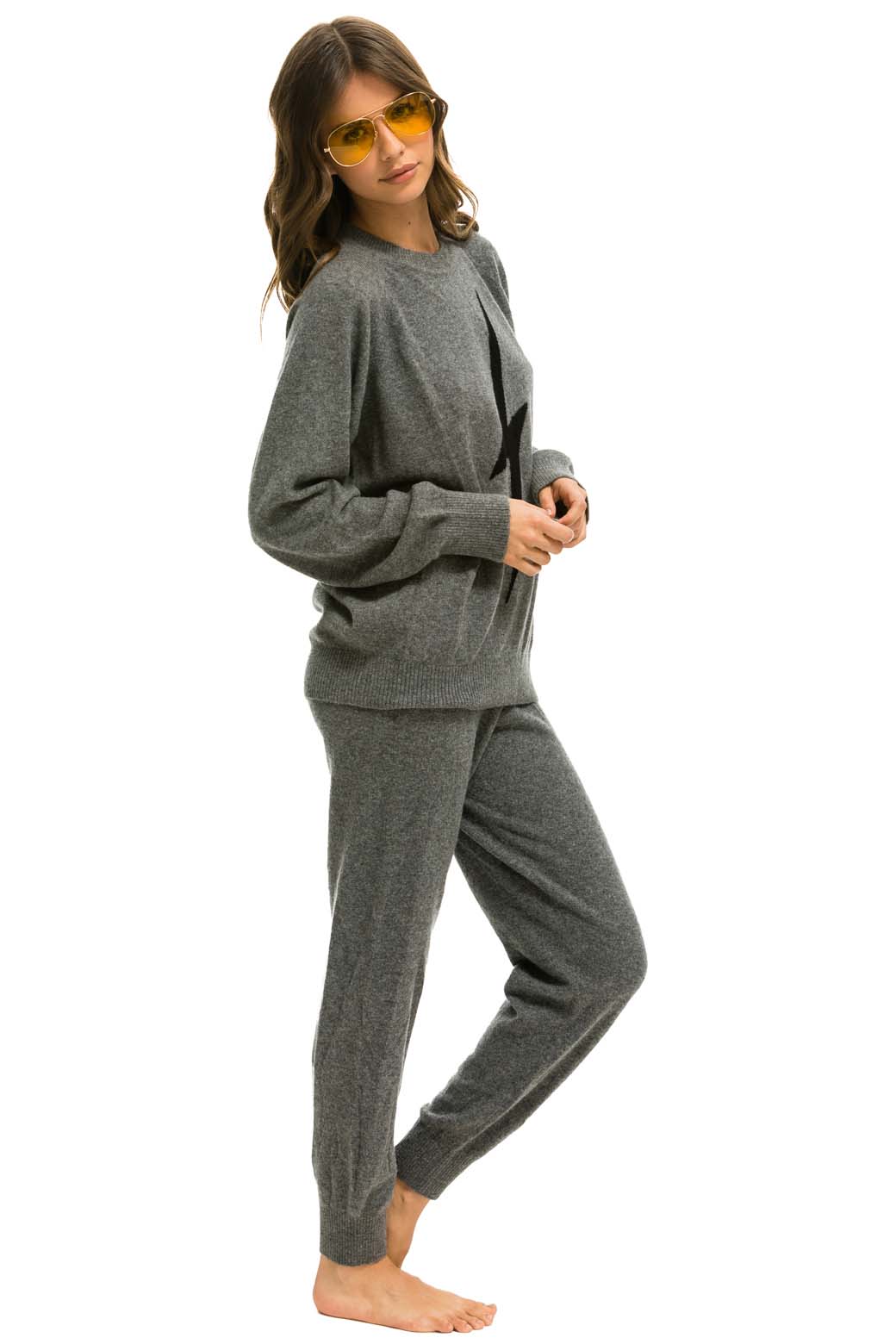 UNISEX BOLT CASHMERE LIGHT SWEATER - DEEP HEATHER // BLACK BOLT - Image 10