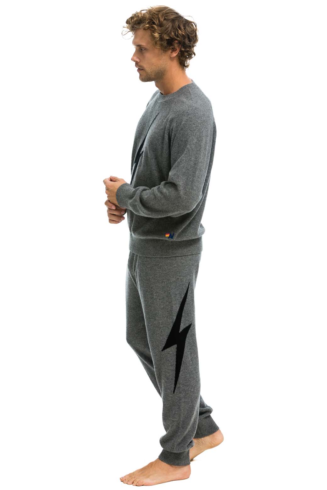 UNISEX BOLT CASHMERE LIGHT SWEATER - DEEP HEATHER // BLACK BOLT - Image 11