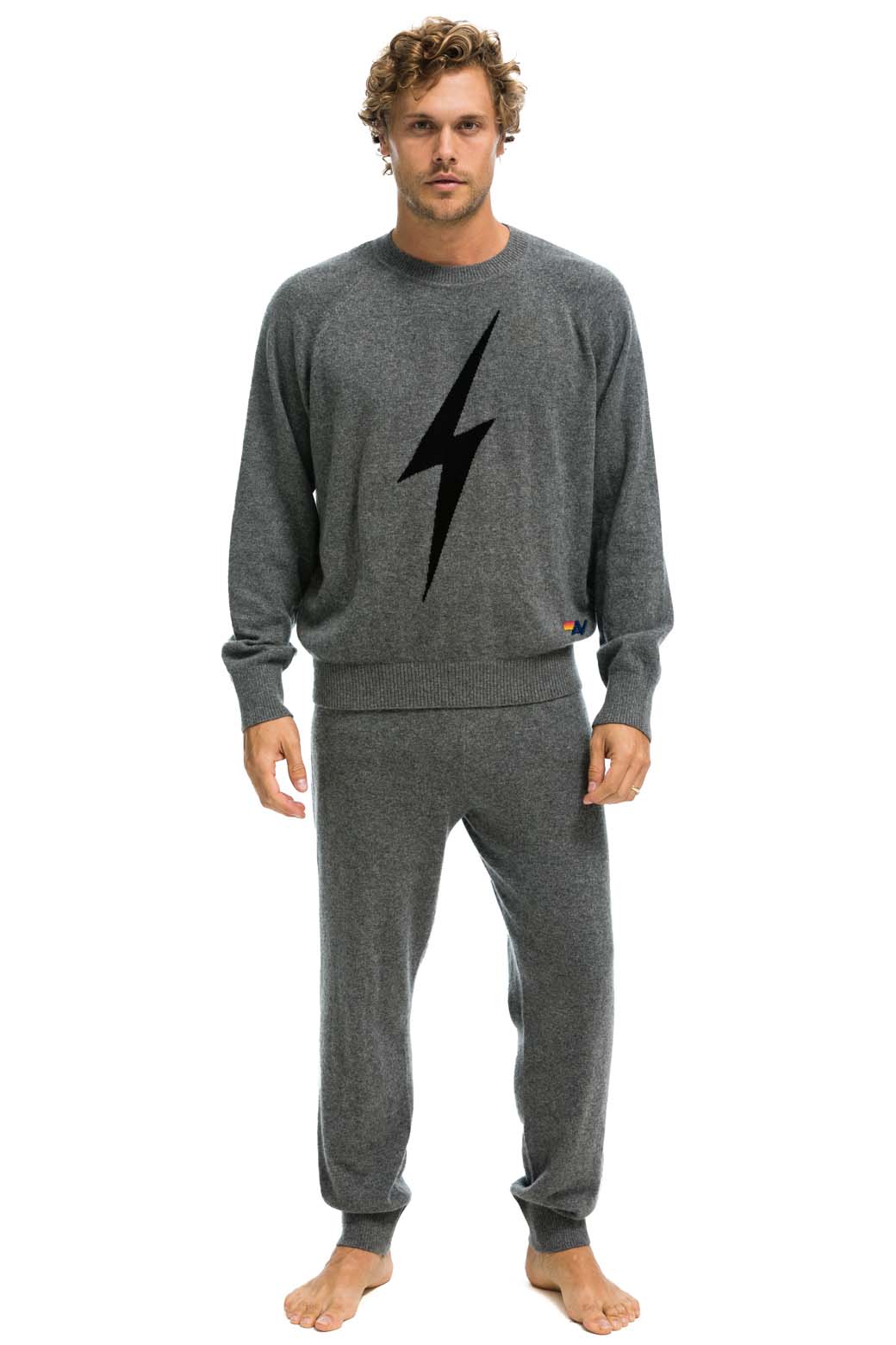 UNISEX BOLT CASHMERE LIGHT SWEATER - DEEP HEATHER // BLACK BOLT - Image 7