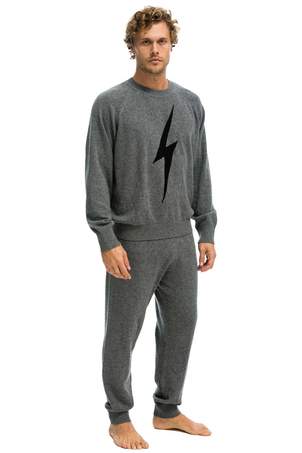 UNISEX BOLT CASHMERE LIGHT SWEATER - DEEP HEATHER // BLACK BOLT - Image 9