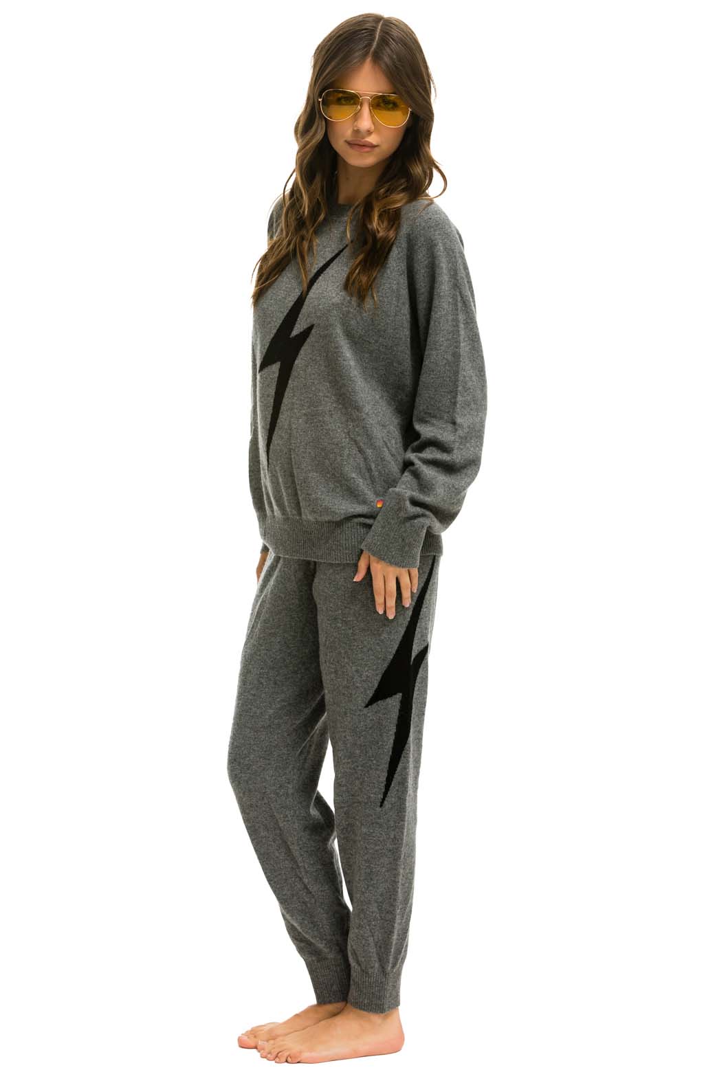 UNISEX BOLT CASHMERE LIGHT SWEATER - DEEP HEATHER // BLACK BOLT - Image 8