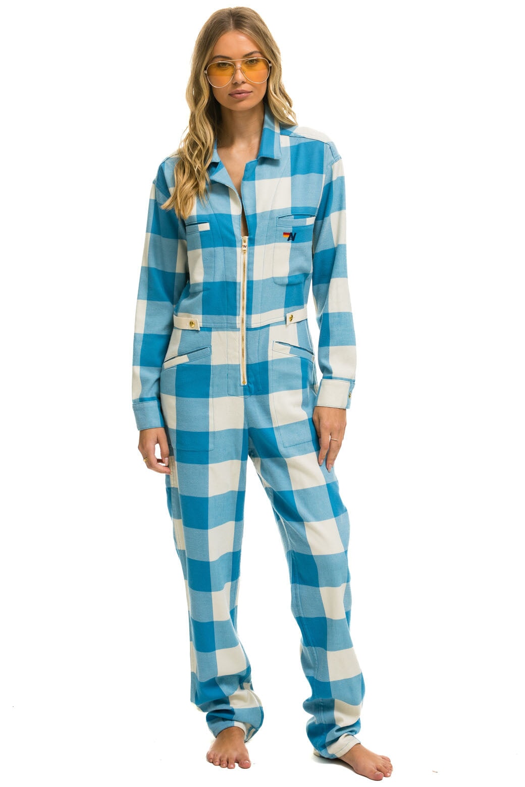 UNISEX PLAID FLIGHT SUIT - SKY PLAID - Image 9