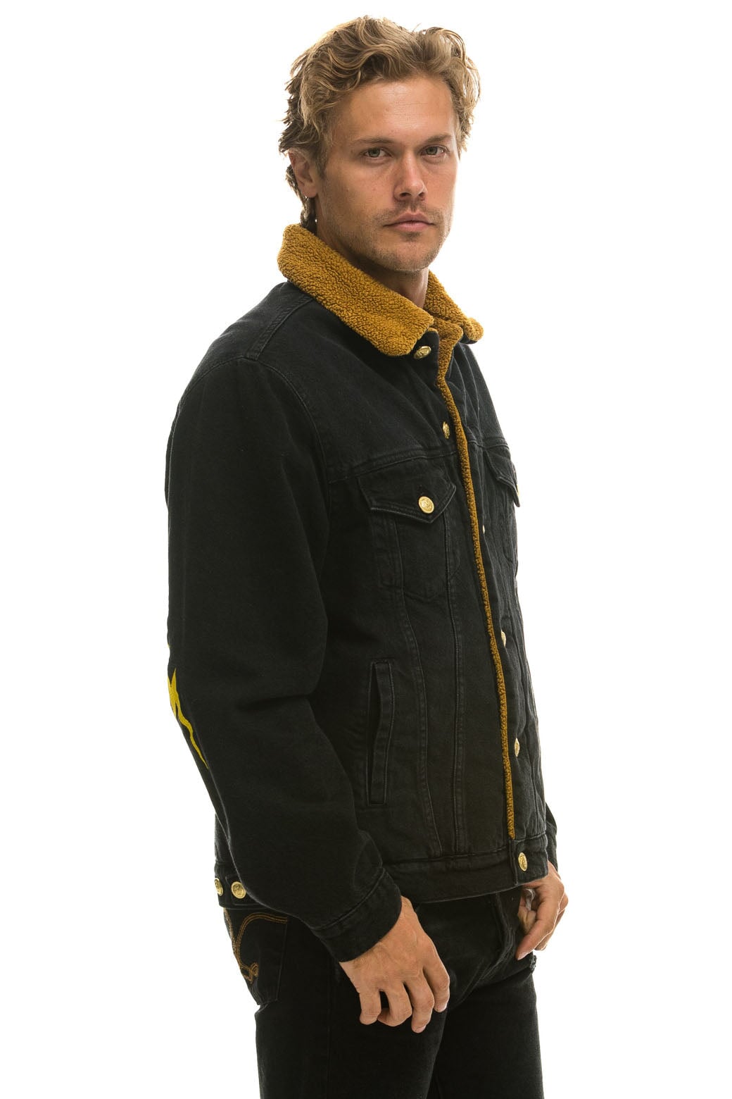 HIGH ON LIFE RANCH SHERPA DENIM JACKET - VINTAGE BLACK - Image 6