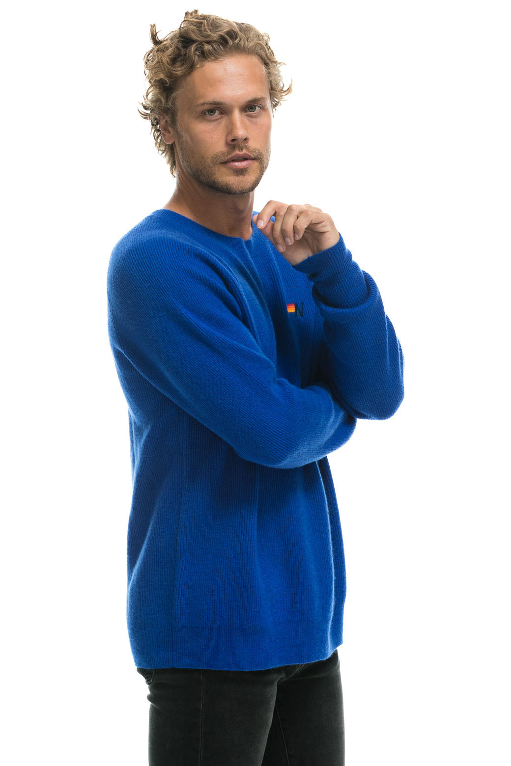 VINTAGE CABIN 2 UNISEX CASHMERE SWEATER - LAPIS - Image 8