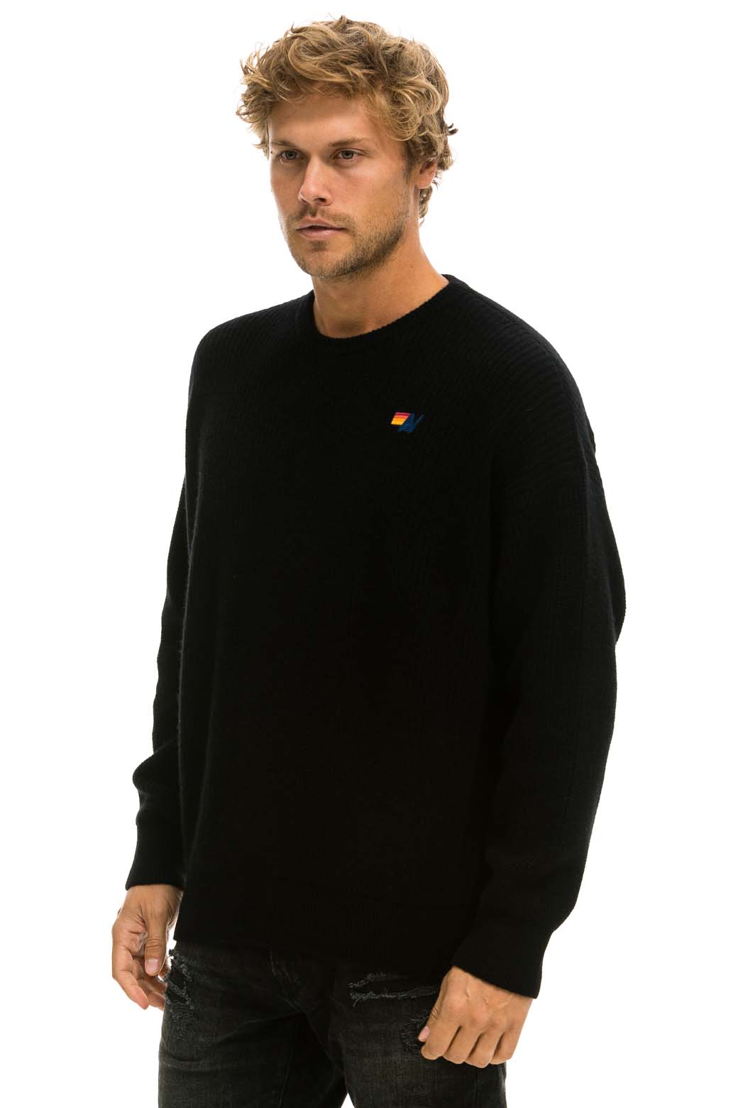 VINTAGE CABIN UNISEX CASHMERE SWEATER - BLACK - Image 6