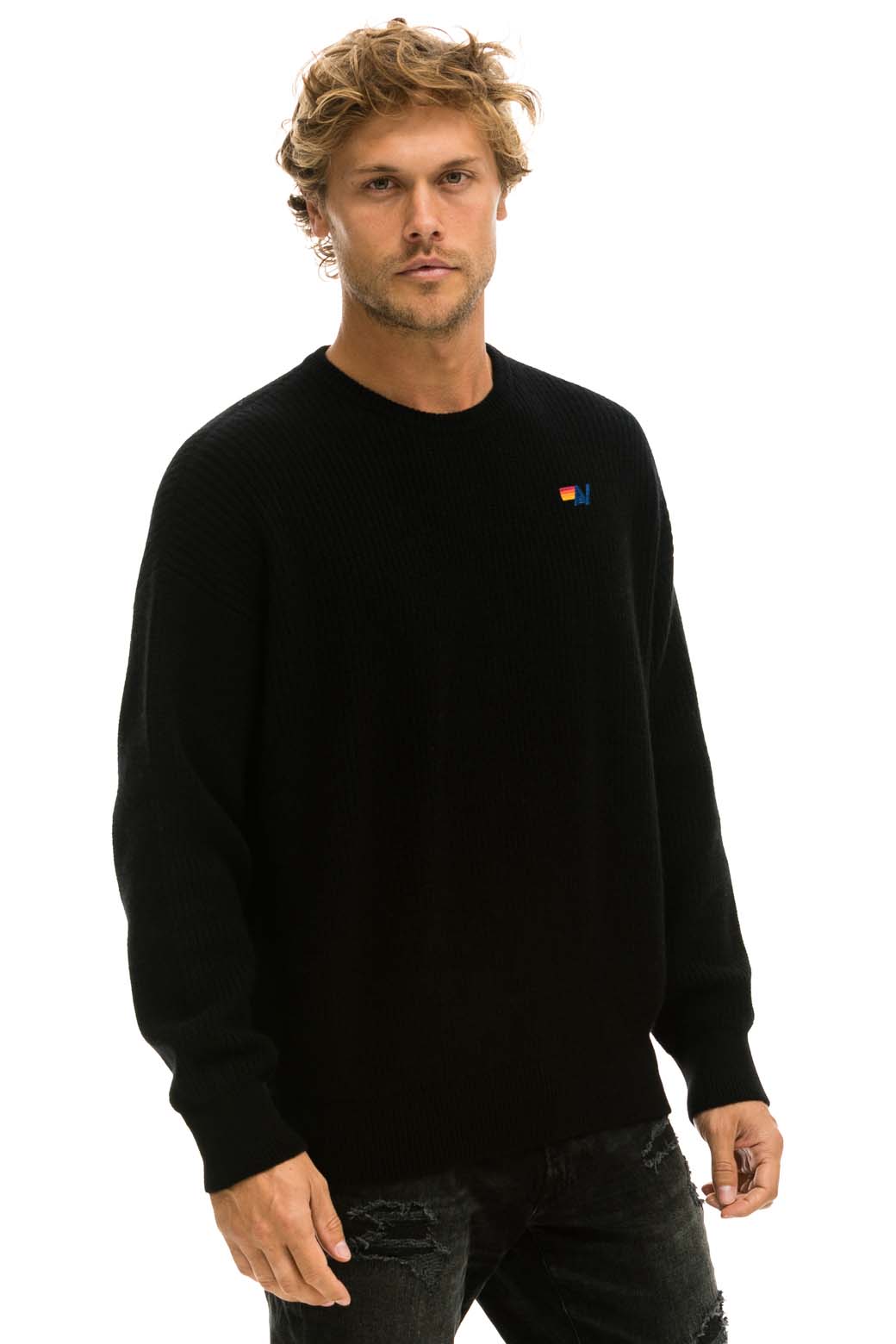 VINTAGE CABIN UNISEX CASHMERE SWEATER - BLACK - Image 4