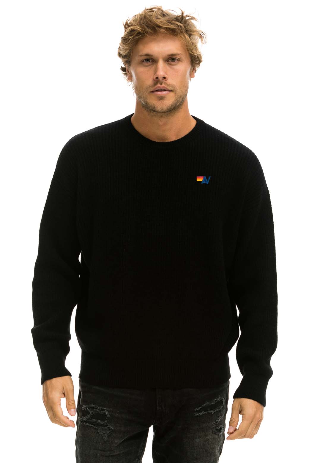 VINTAGE CABIN UNISEX CASHMERE SWEATER - BLACK - Image 2