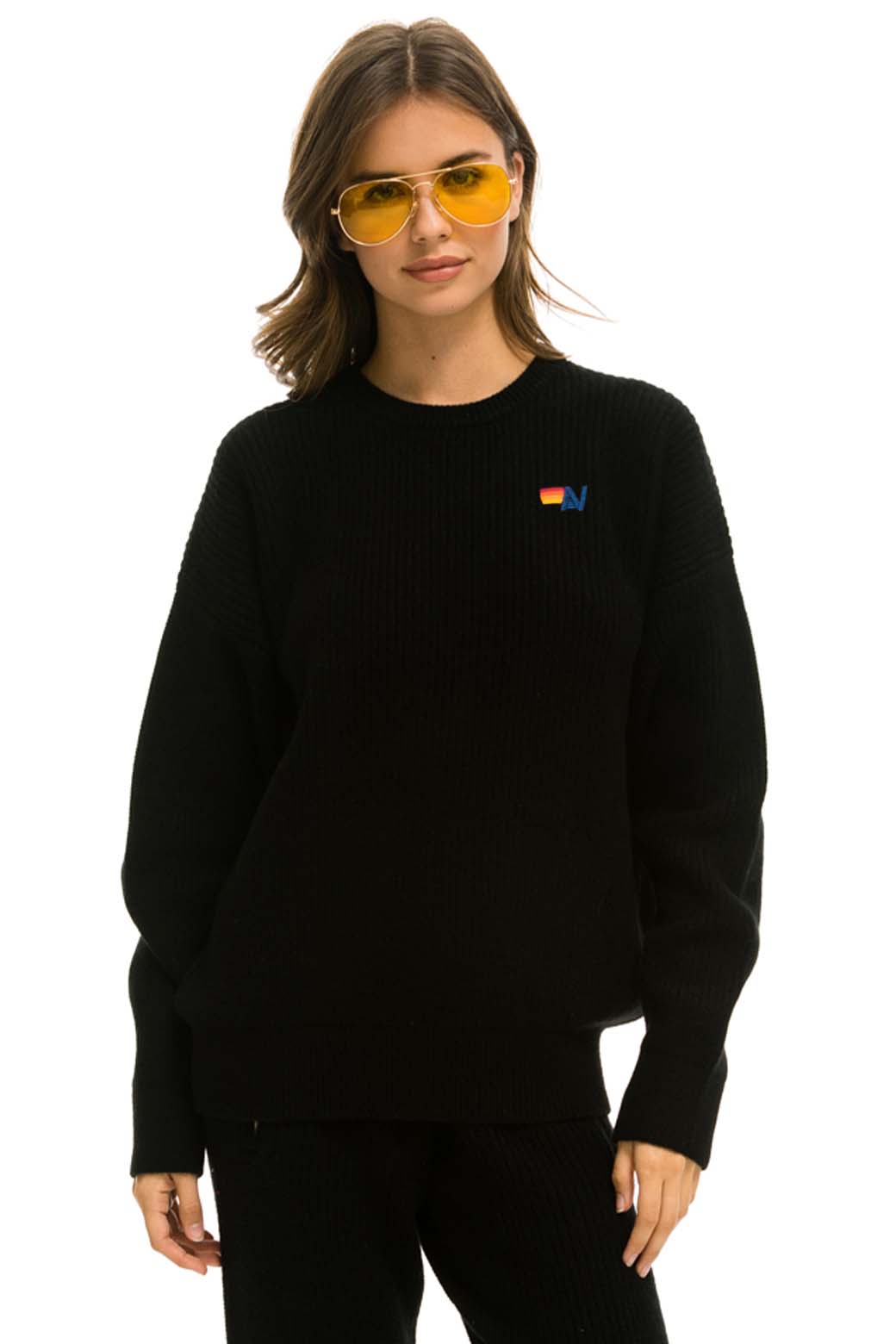 VINTAGE CABIN UNISEX CASHMERE SWEATER - BLACK - Image 5