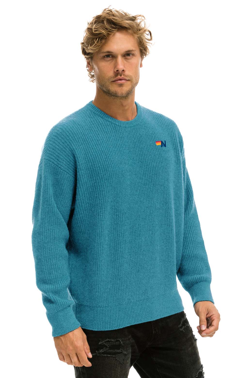 VINTAGE CABIN UNISEX CASHMERE SWEATER - COBALT - Image 8