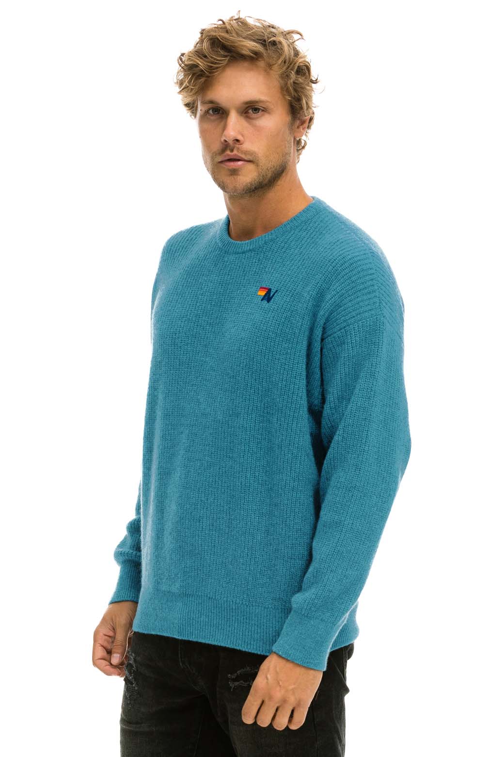 VINTAGE CABIN UNISEX CASHMERE SWEATER - COBALT - Image 4
