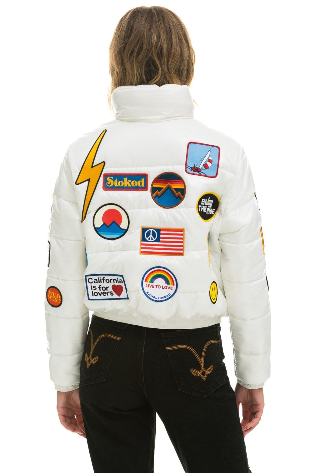 VINTAGE PATCH APRES PUFFER JACKET - WHITE GLOSSY - Image 6