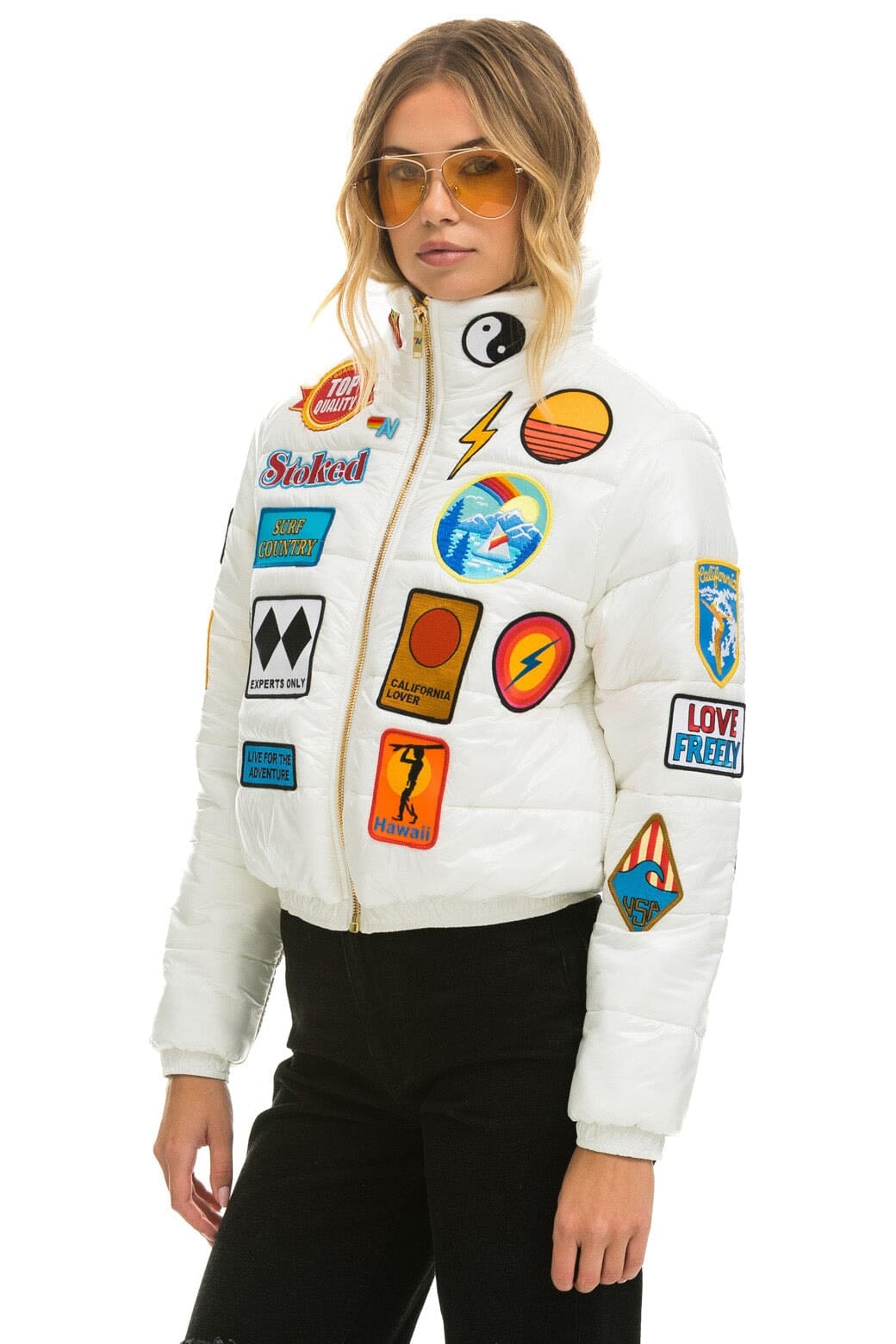 VINTAGE PATCH APRES PUFFER JACKET - WHITE GLOSSY - Image 5