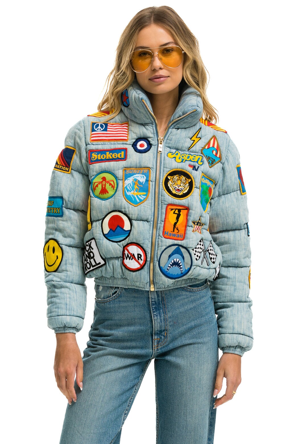 VINTAGE PATCH DENIM APRES PUFFER JACKET - VINTAGE - Image 2
