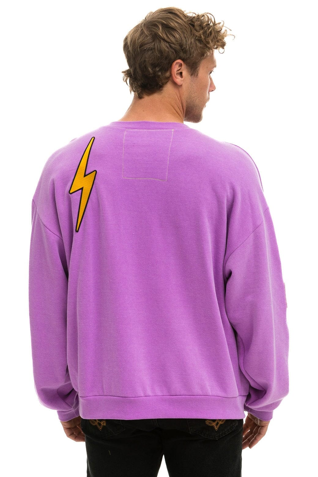 VINTAGE PATCH RELAXED CREW SWEATSHIRT - NEON PURPLE - Image 7