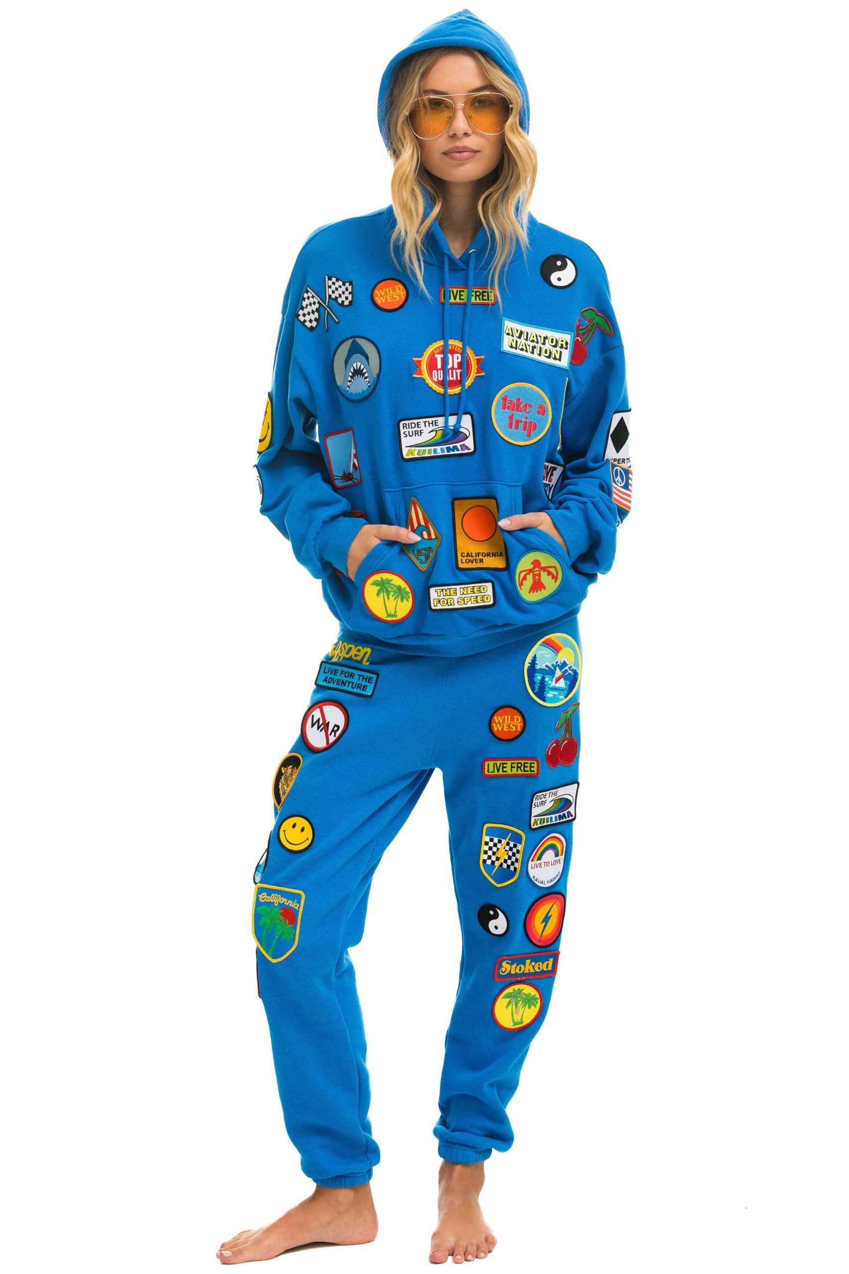VINTAGE PATCH RELAXED PULLOVER HOODIE- OCEAN - Image 12